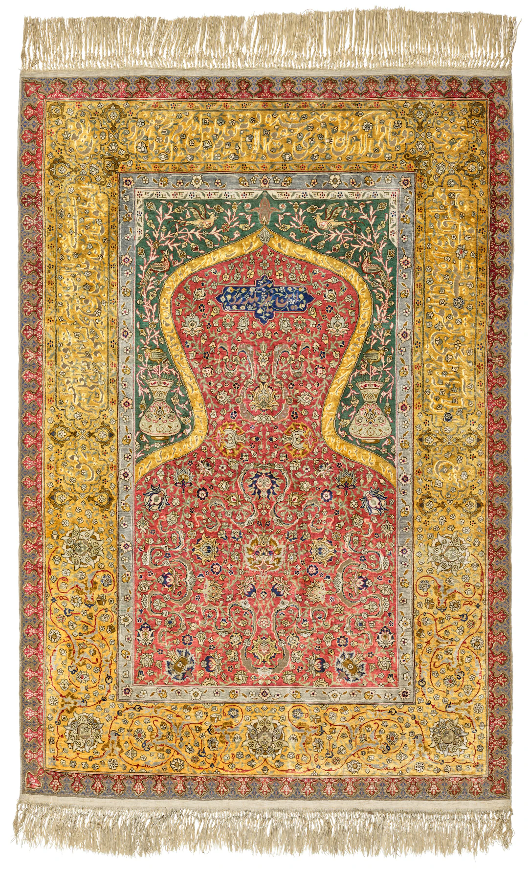 A Silk and Metal-Thread Koum Kapi Prayer Rug
