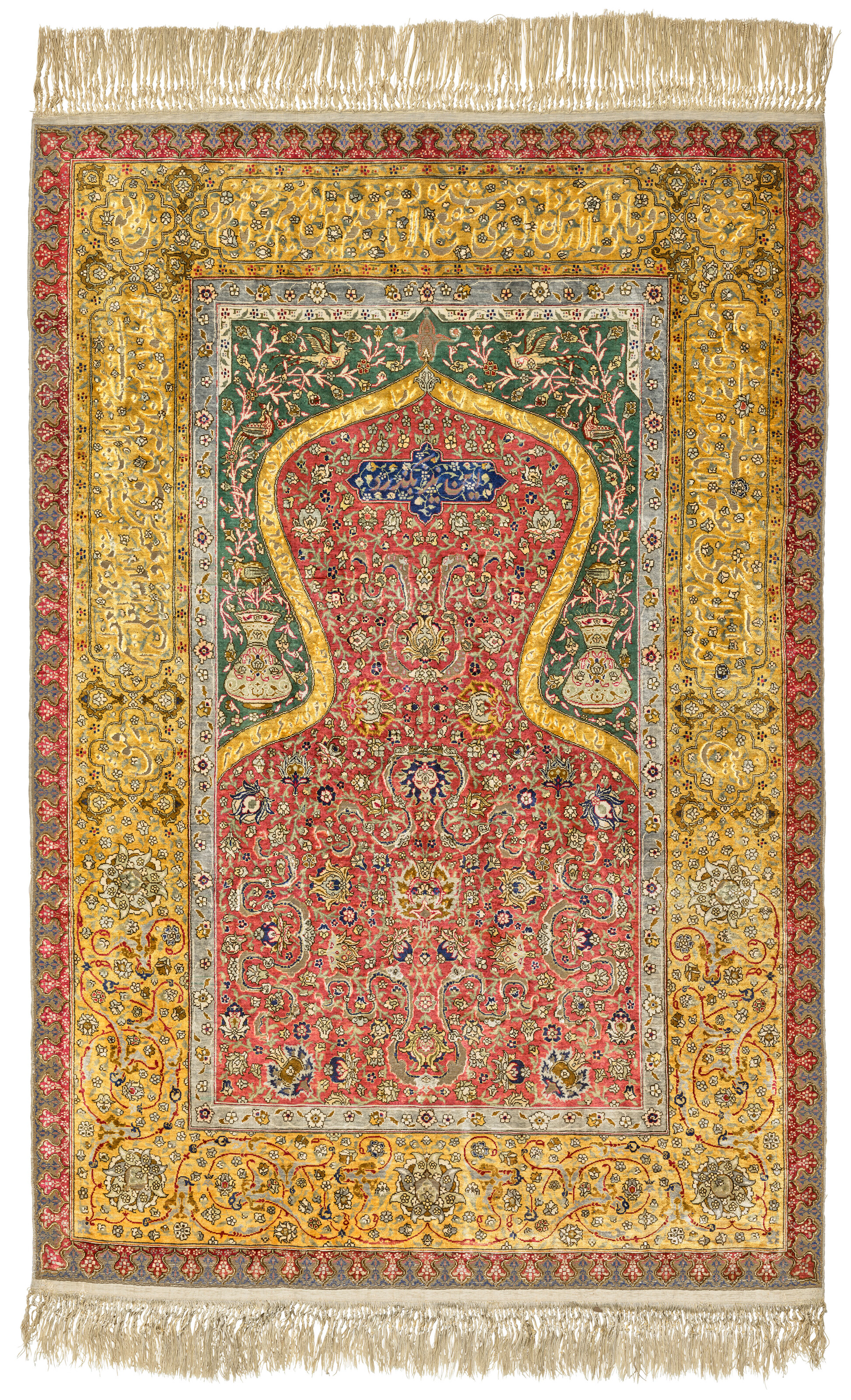 A Silk and Metal-Thread Koum Kapi Prayer Rug