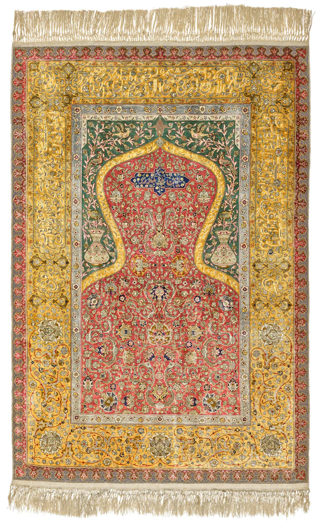 A Silk and Metal-Thread Koum Kapi Prayer Rug
