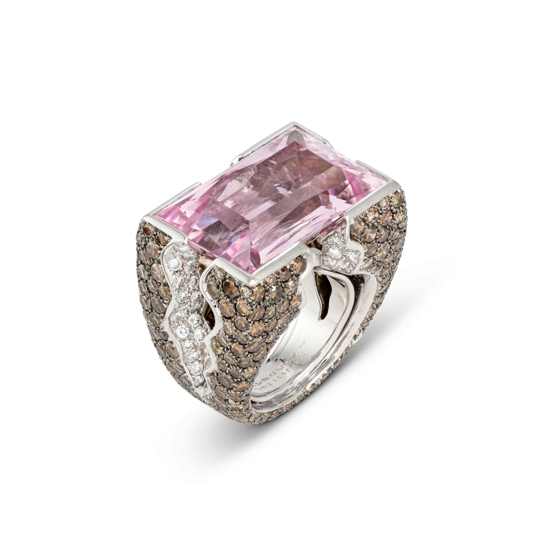 Mauboussin Morganite, Coloured Diamond and Diamond Ring