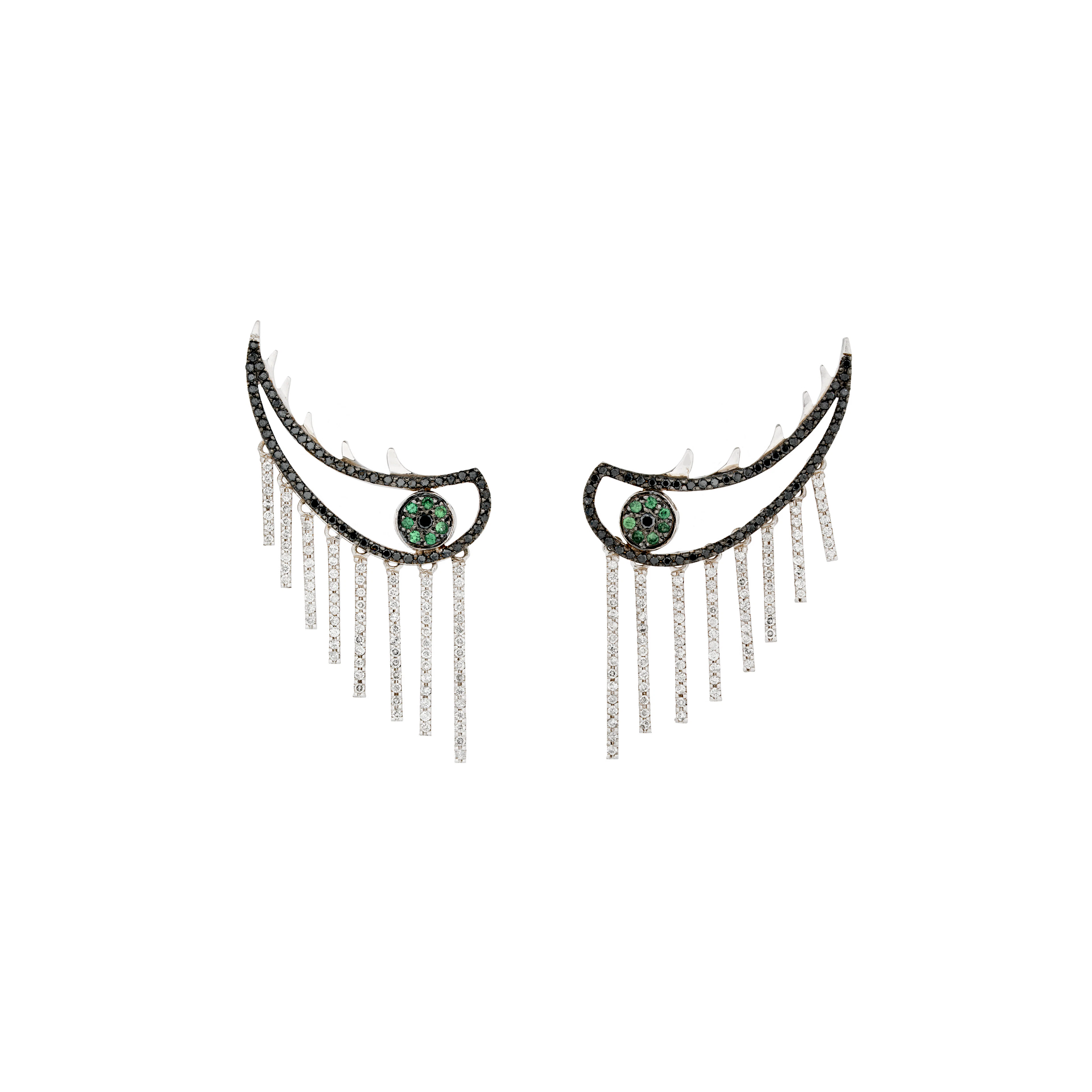 Ileana Makri Pair of Diamond, Coloured Diamond and Glass Eye Earrings