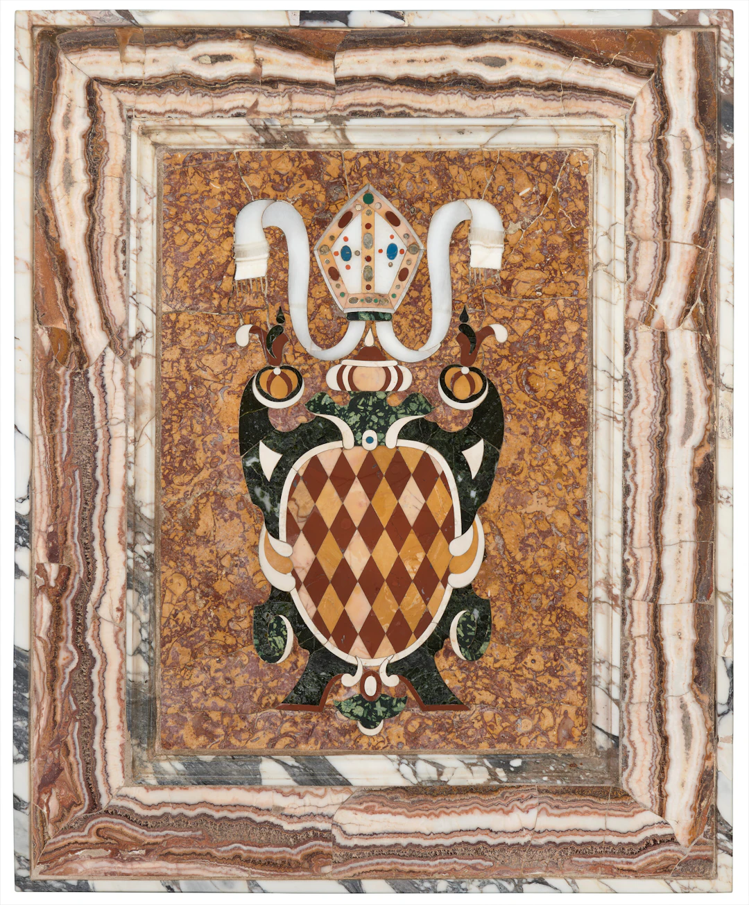 An Italian Pietra Dura Armorial Plaque