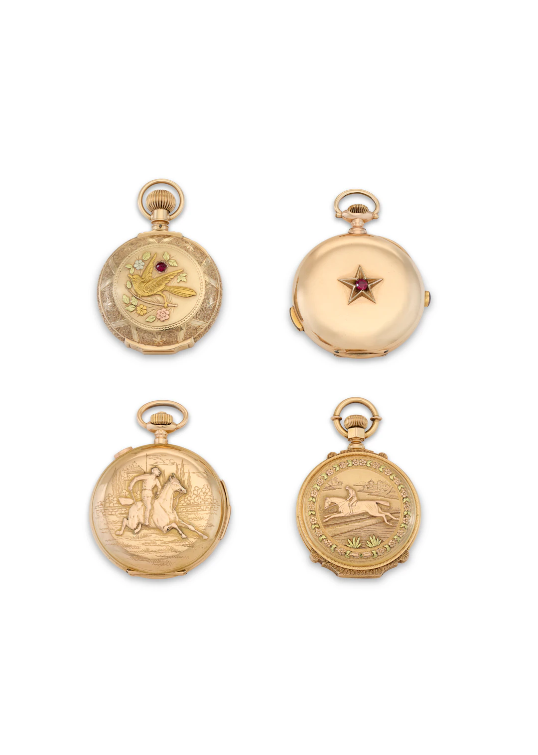 Two Swiss Gold Repeater Chronograph Pocket Watches and Two American
