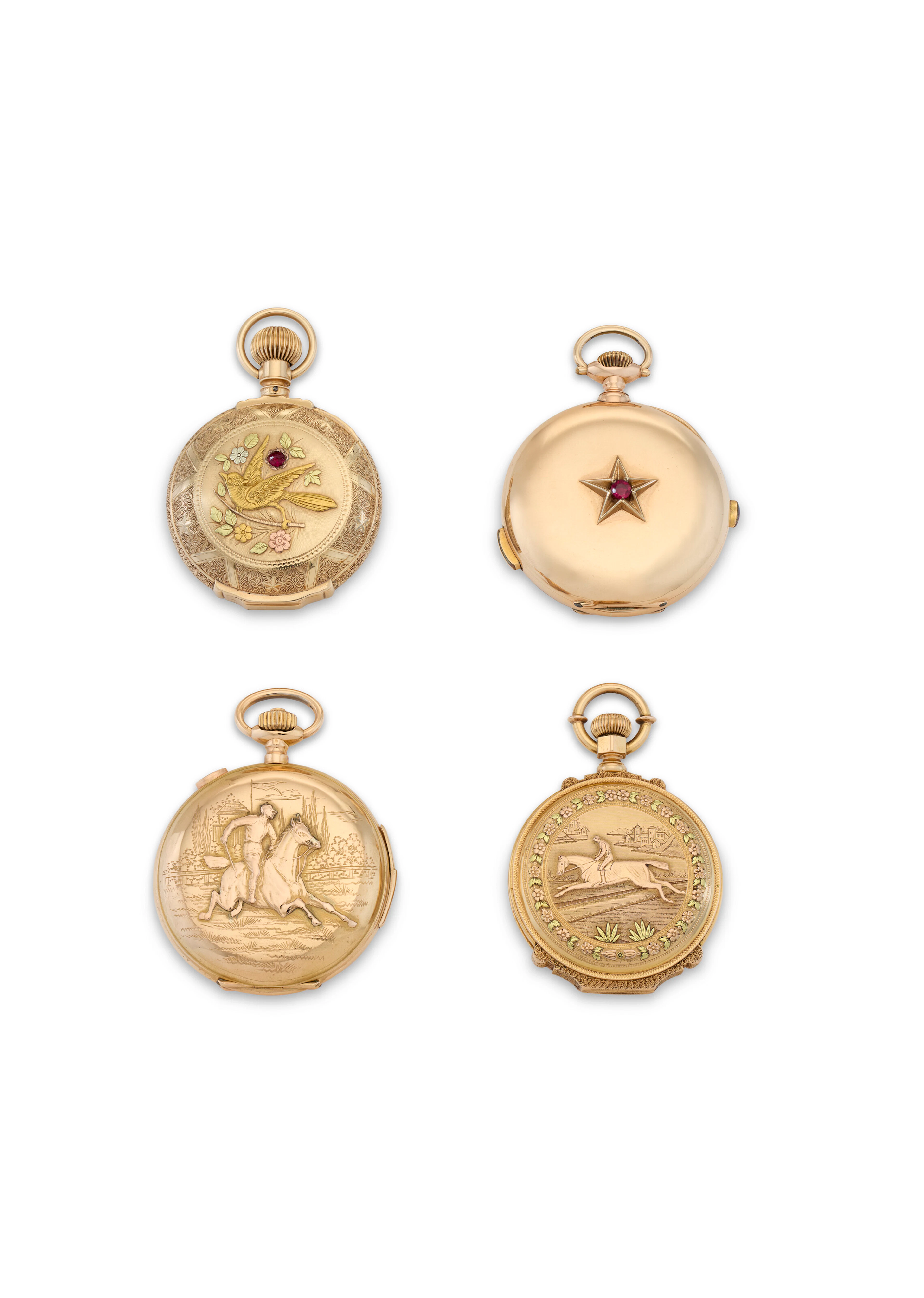 Two Swiss Gold Repeater Chronograph Pocket Watches and Two American