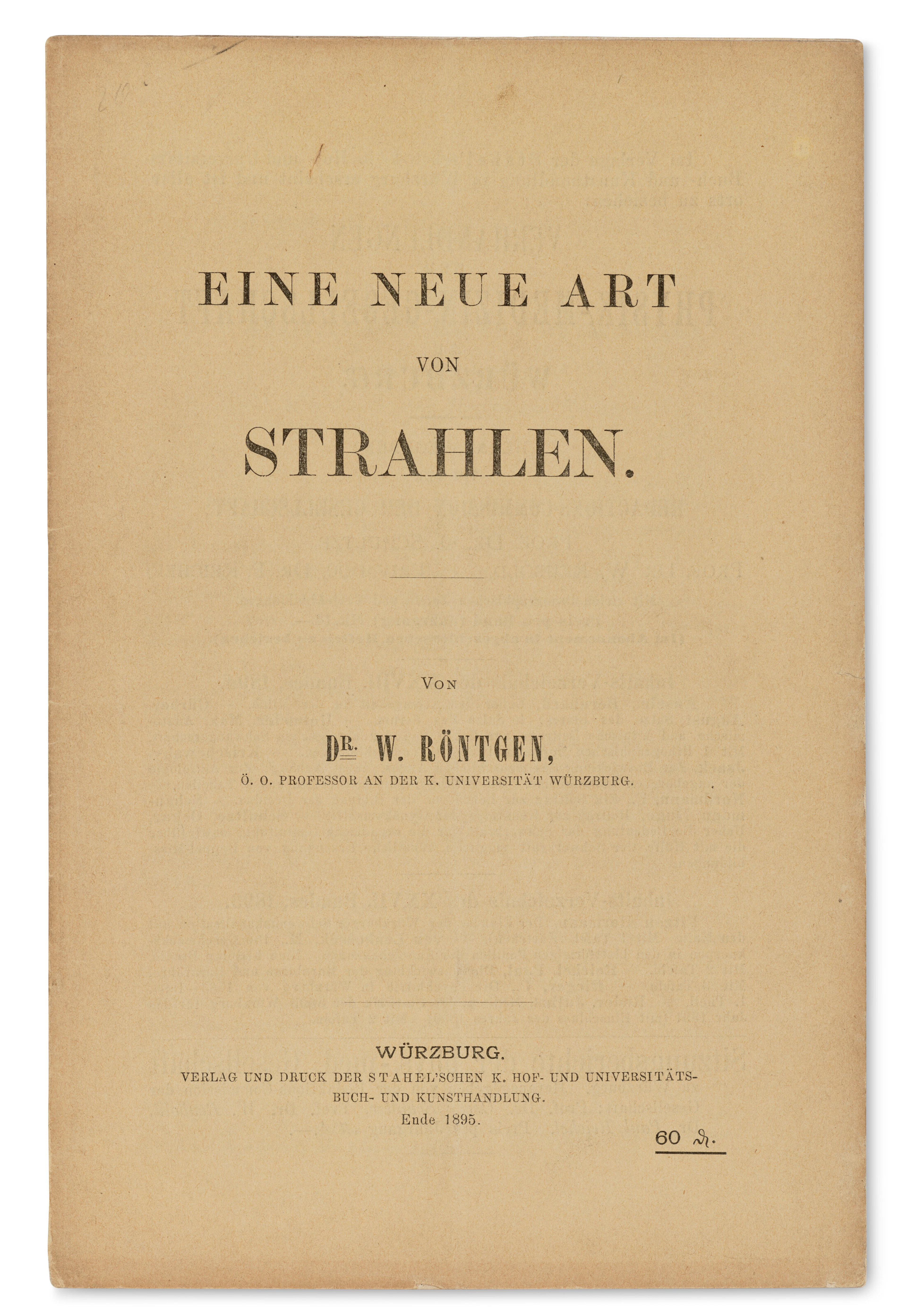 Uebe Eine Neue Art Von Strahlen (Vorläufige Mittheilung)