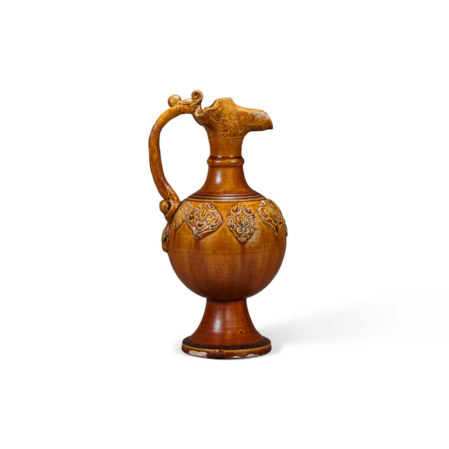 A Rare Amber-Glazed Appliqué -Decorated Ewer