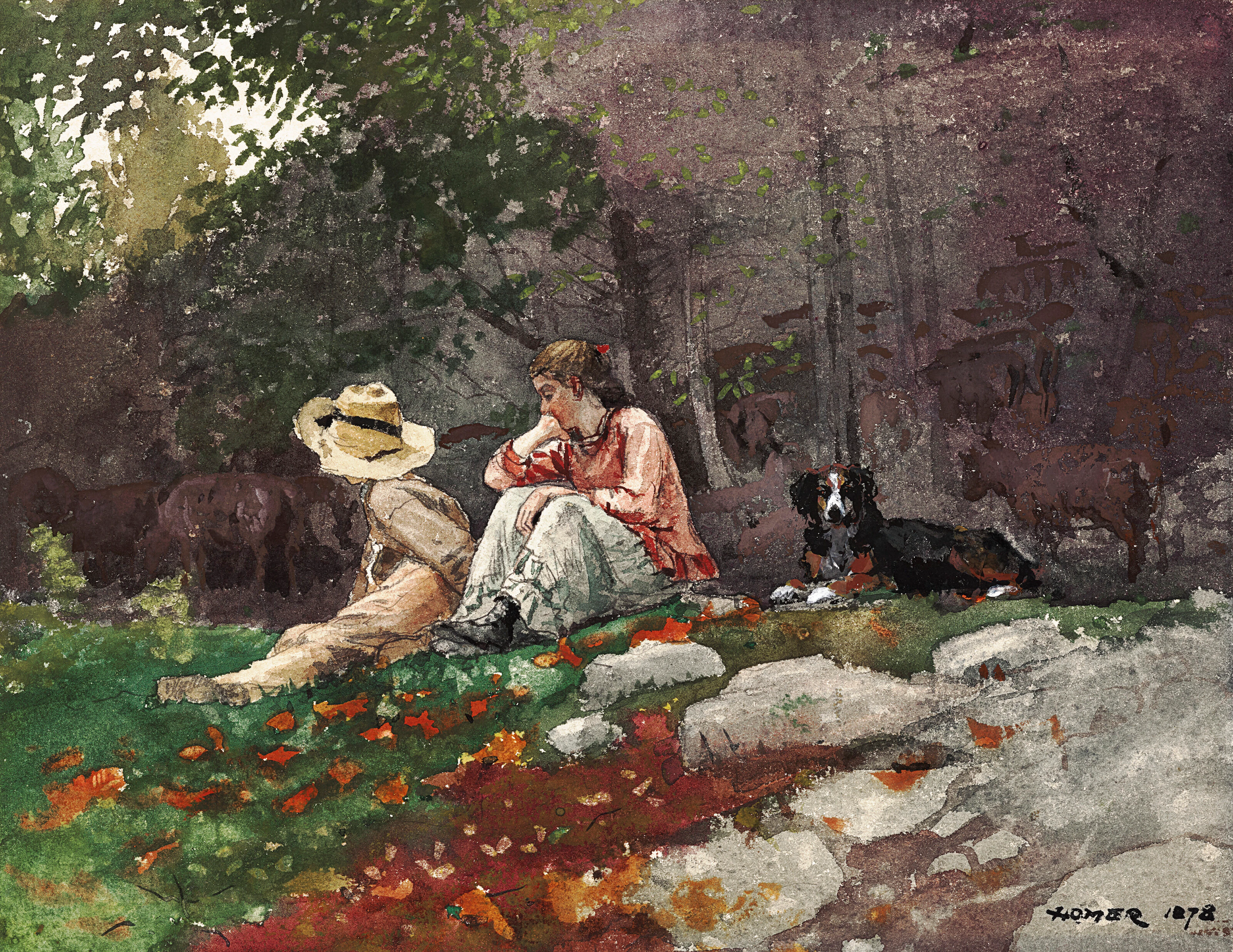 WINSLOW HOMER (1836-1910) The Flock of Sheep, Houghton Farm