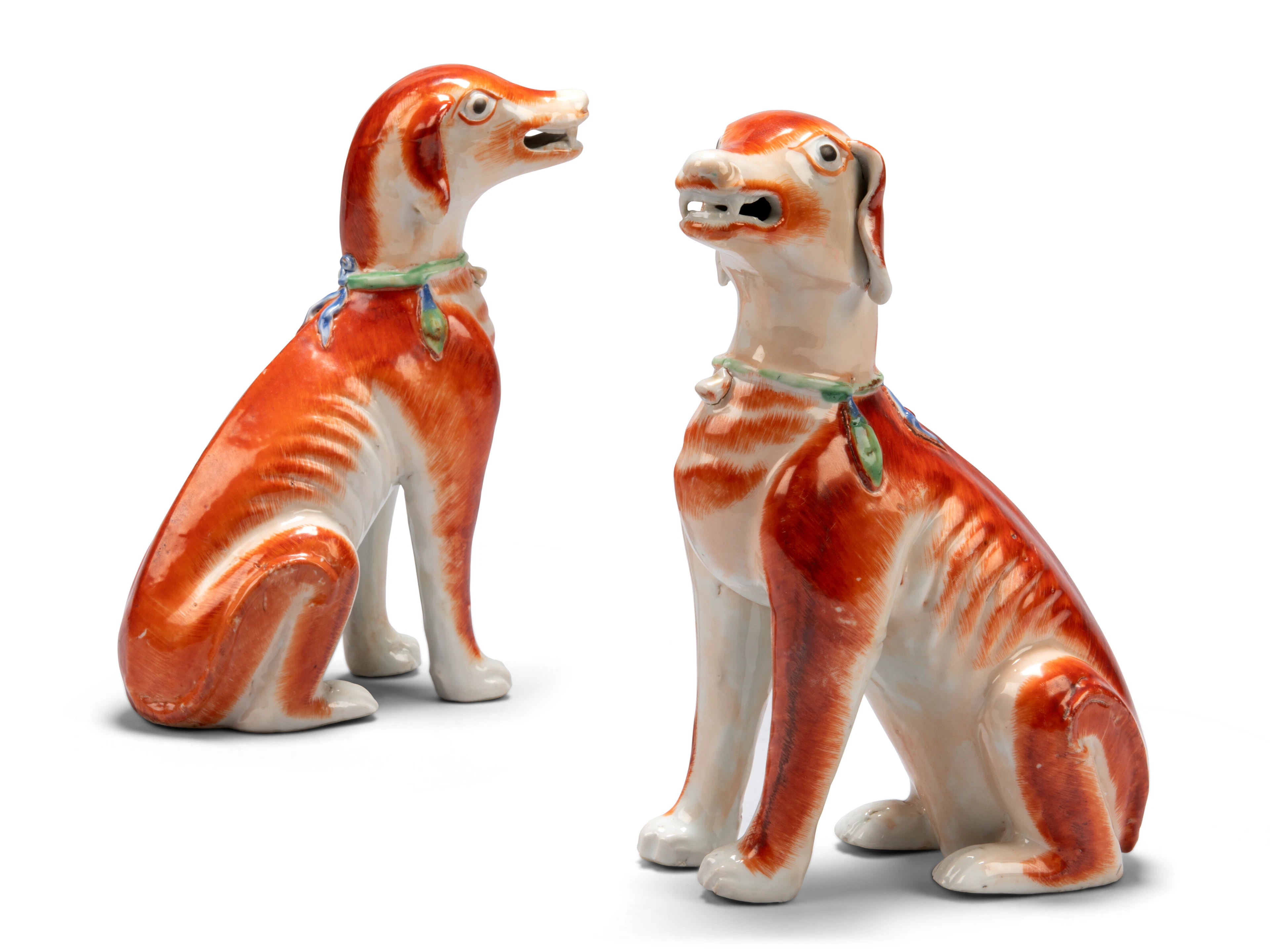 A Large Pair of Chinese Export Porcelain Hounds