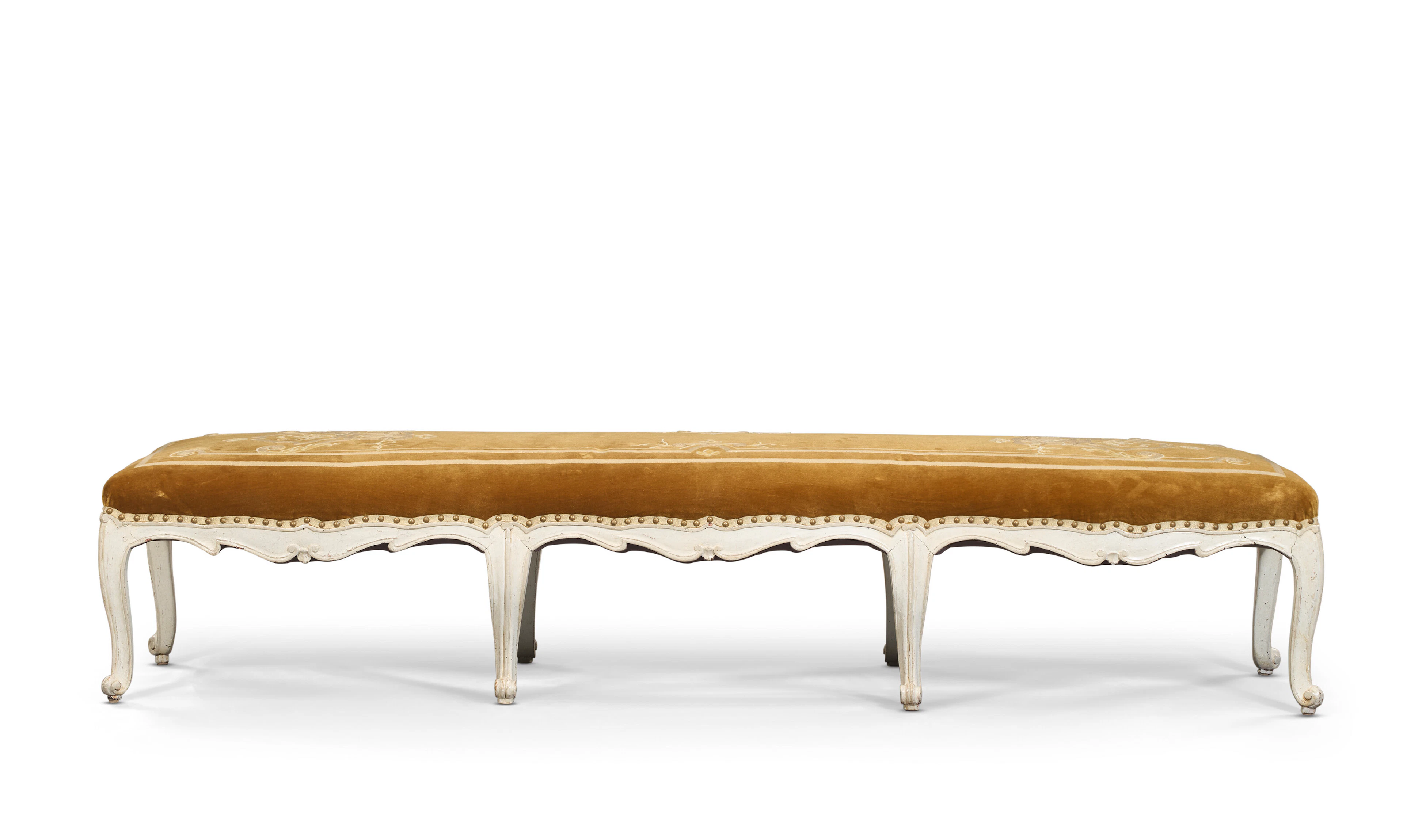 A Louis Xv White-Painted Banquette