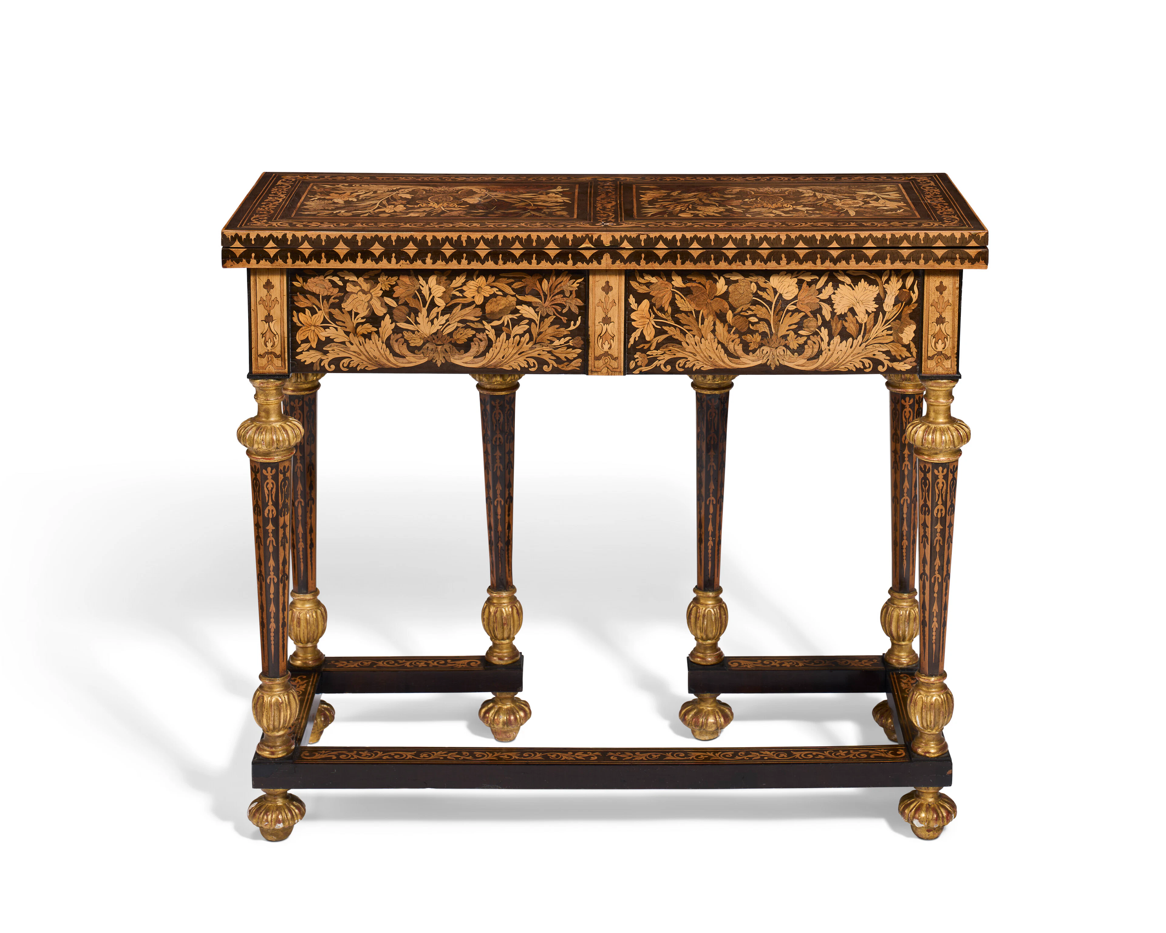 A Louis Xiv Parcel-Gilt Amaranth, Fruitwood and Marquetry Table De Changeur