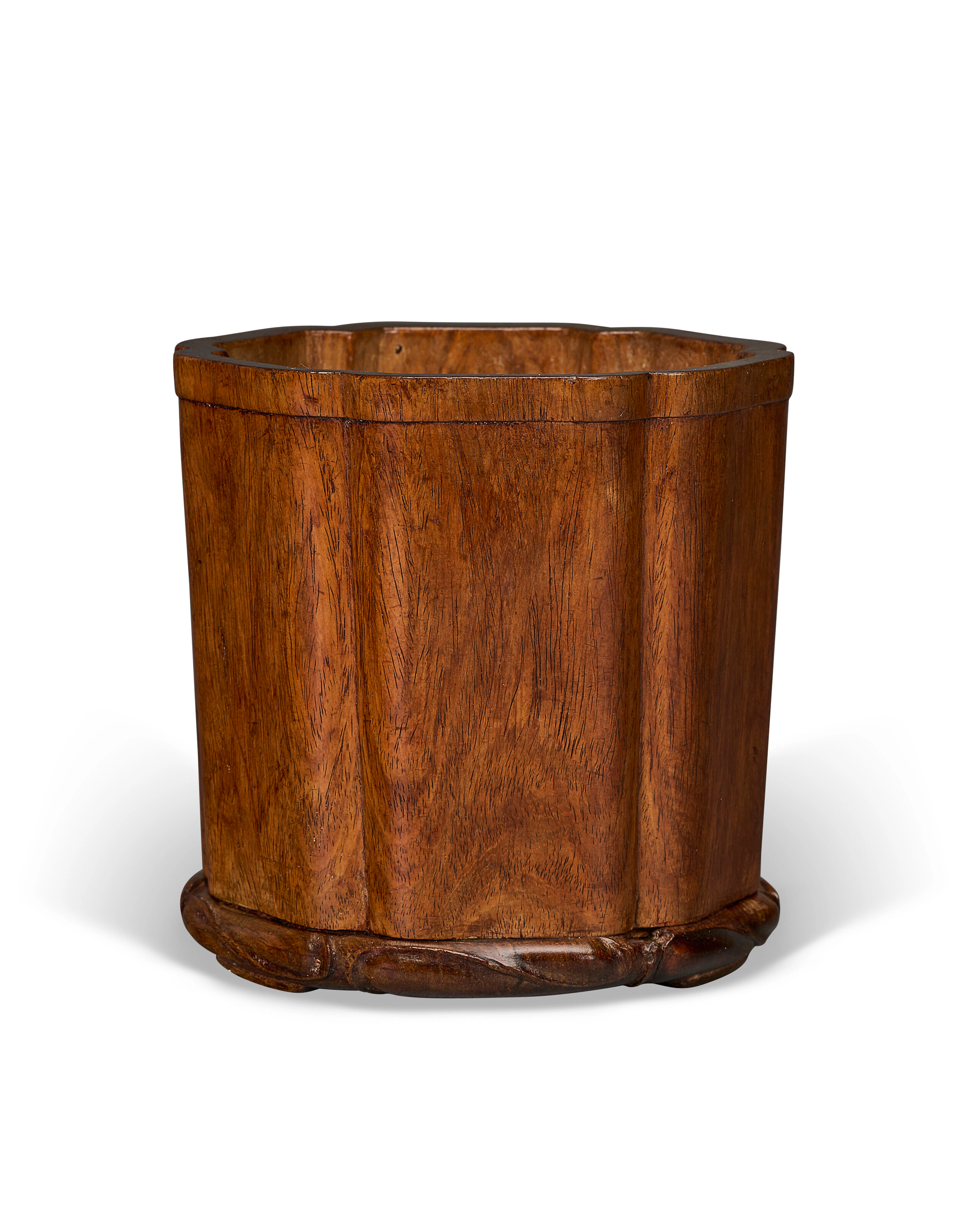 A Rare Huanghuali Floriform Brush Pot