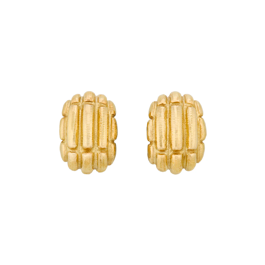 David Webb Gold 'Mayan Hoop' Earrings