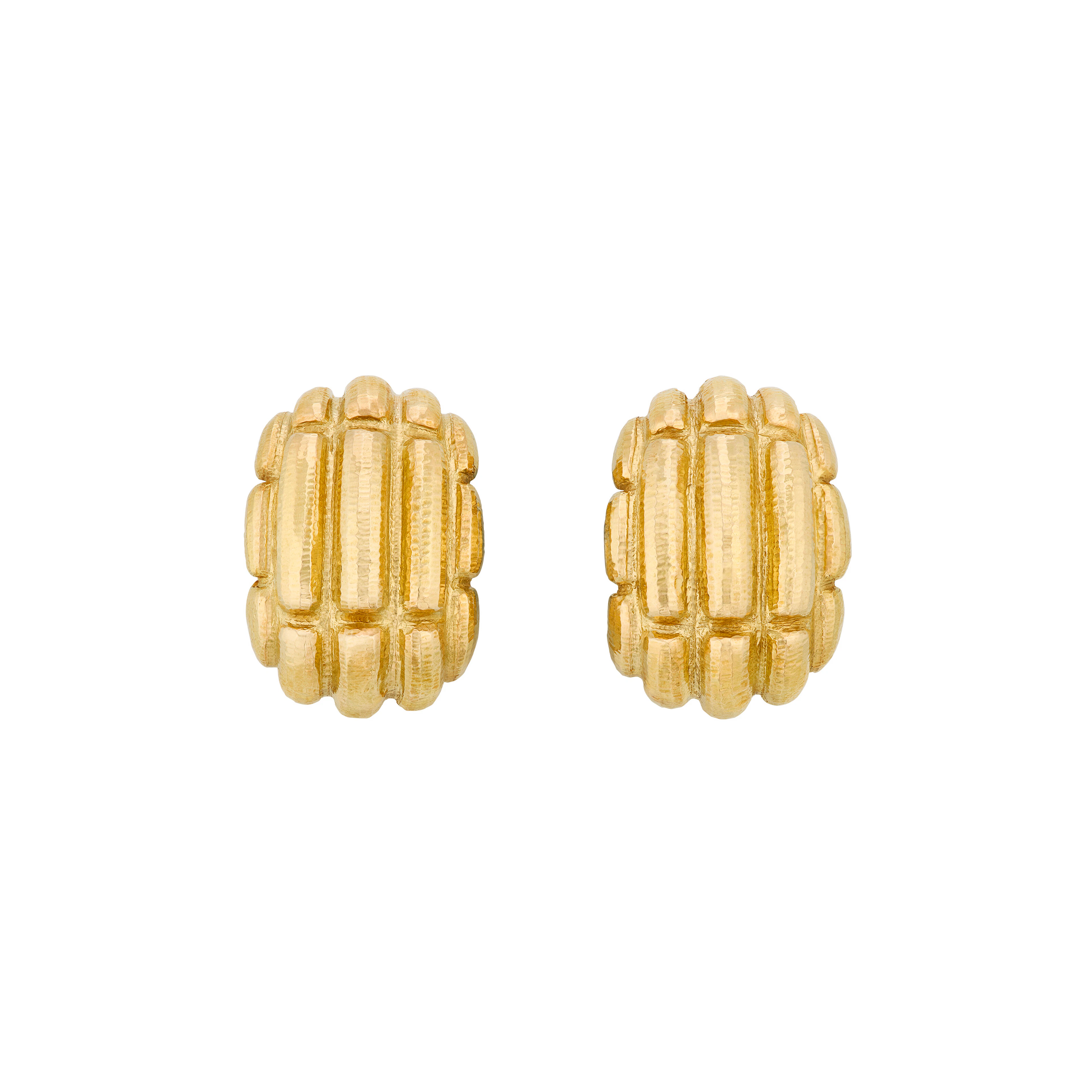 David Webb Gold 'Mayan Hoop' Earrings