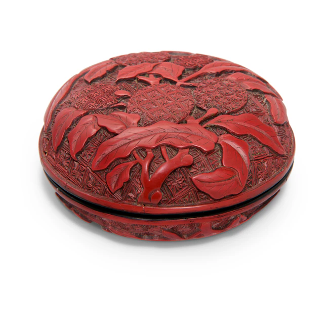 A Small Cinnabar Lacquer 'Lychee' Round Box and Cover