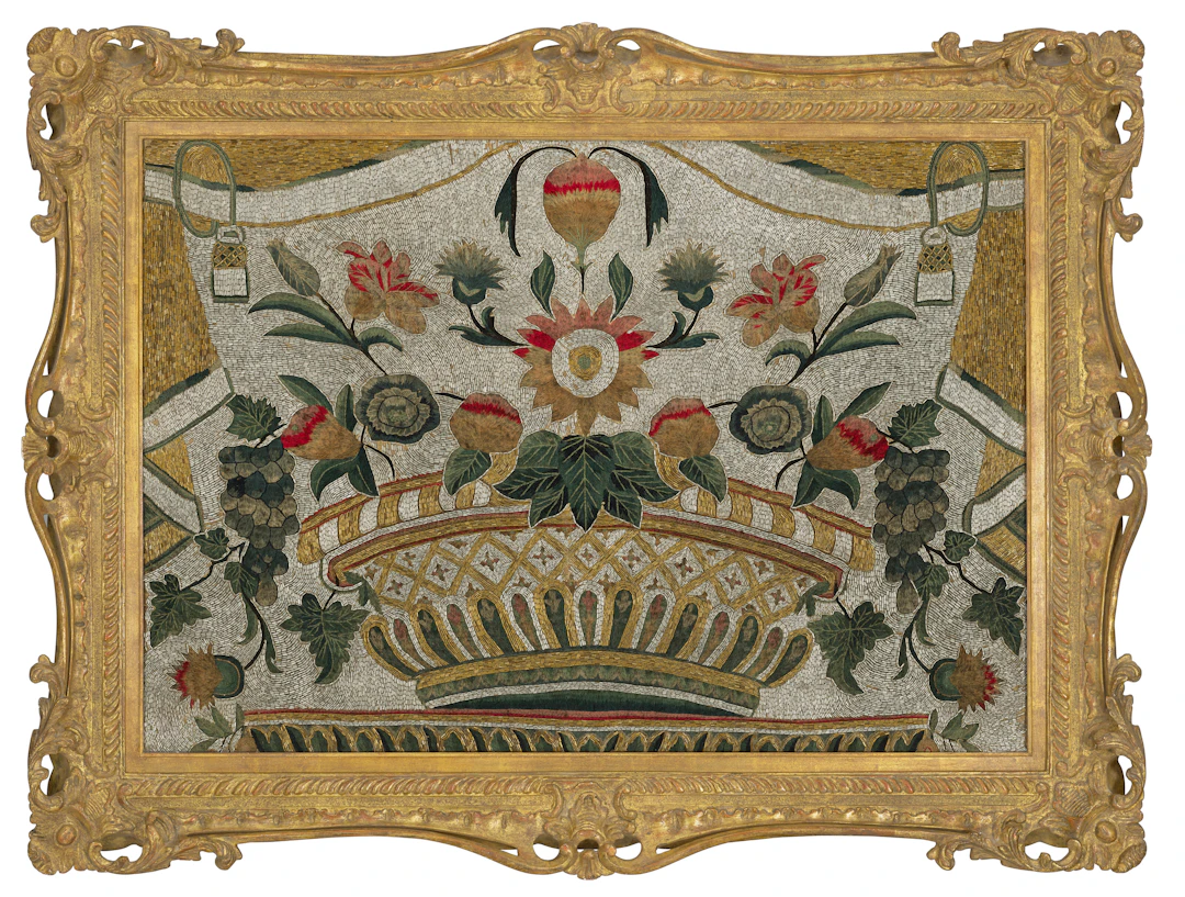 A Louis Xiv Beadwork and Embroidery Picture