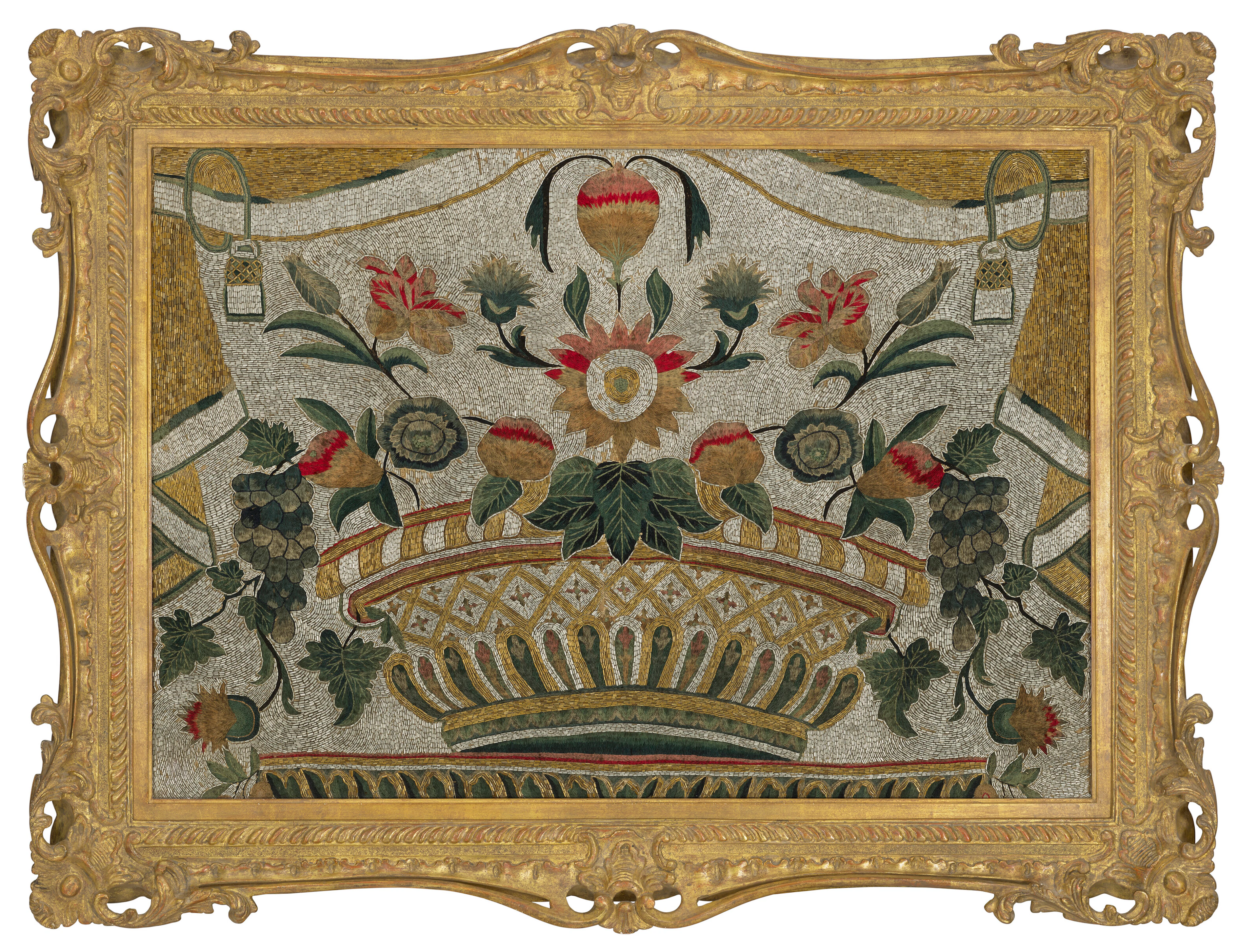 A Louis Xiv Beadwork and Embroidery Picture