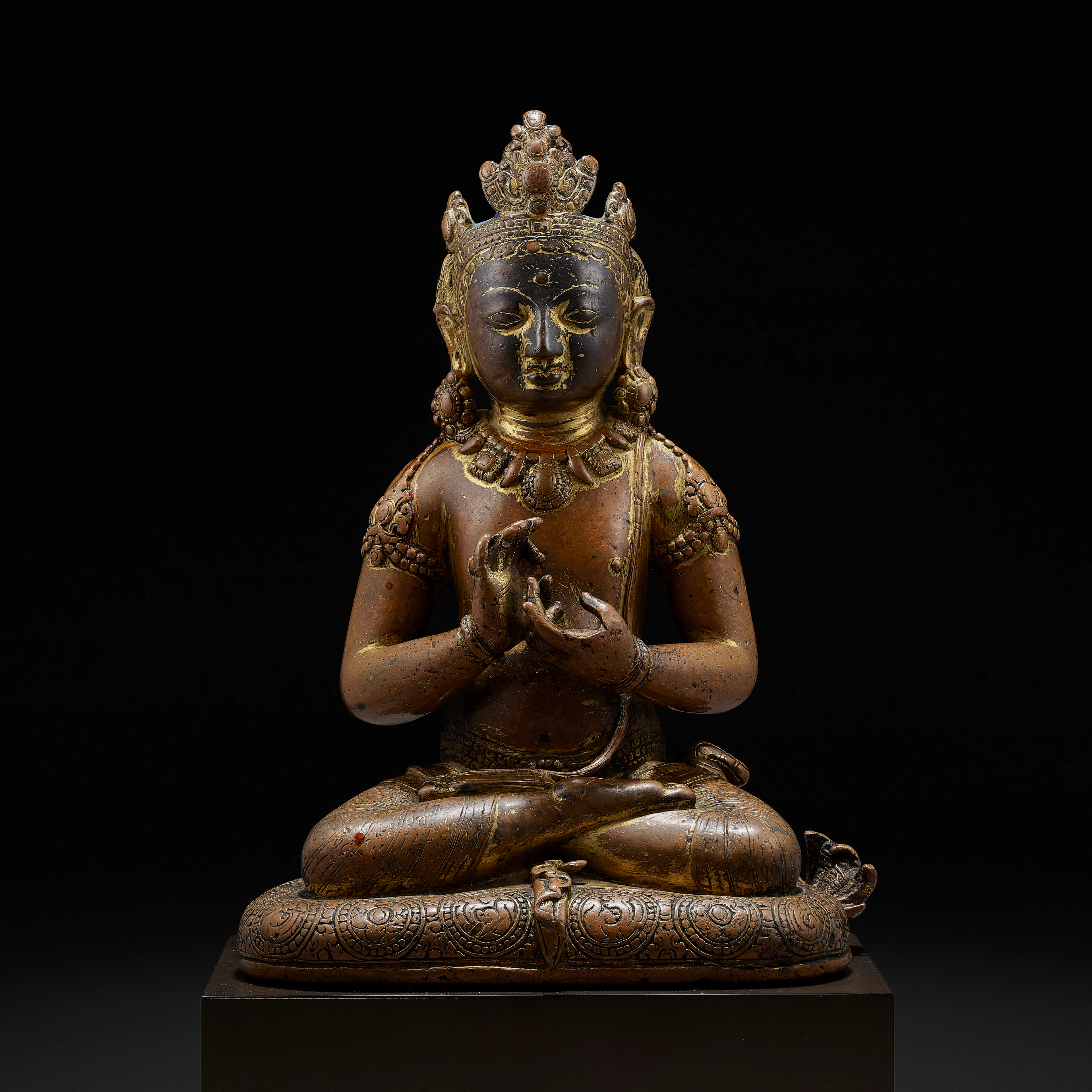 A Gilt Copper Figure of Manjushri