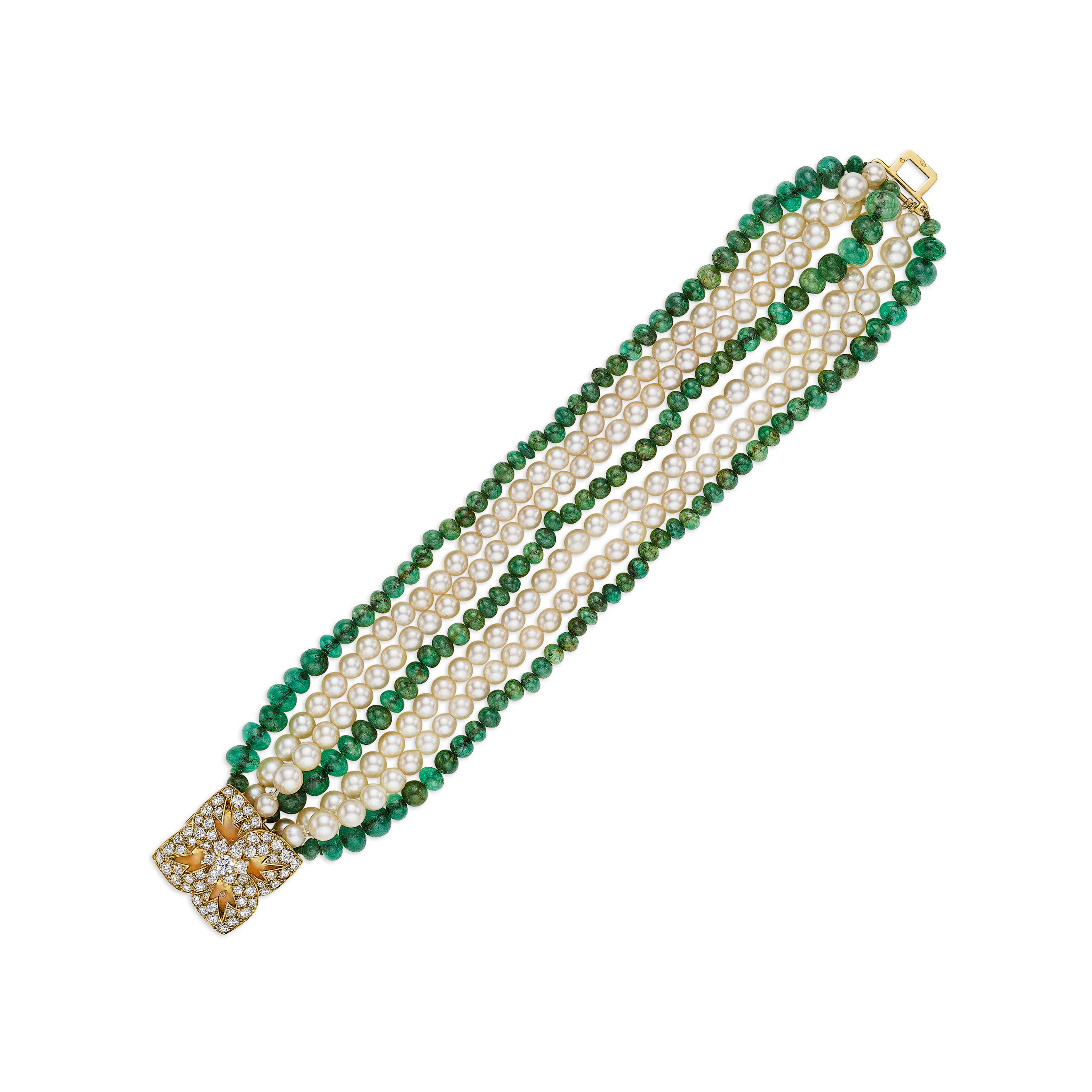 Cartier Cultured Pearl, Emerald and Diamond Bracelet