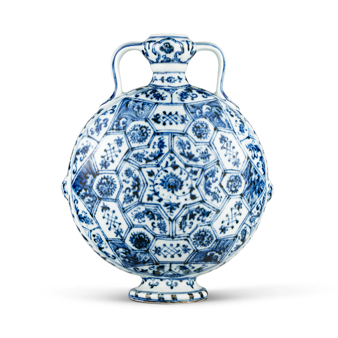 An Extremely Rare and Magnificent Blue and White Flask, Bianhu