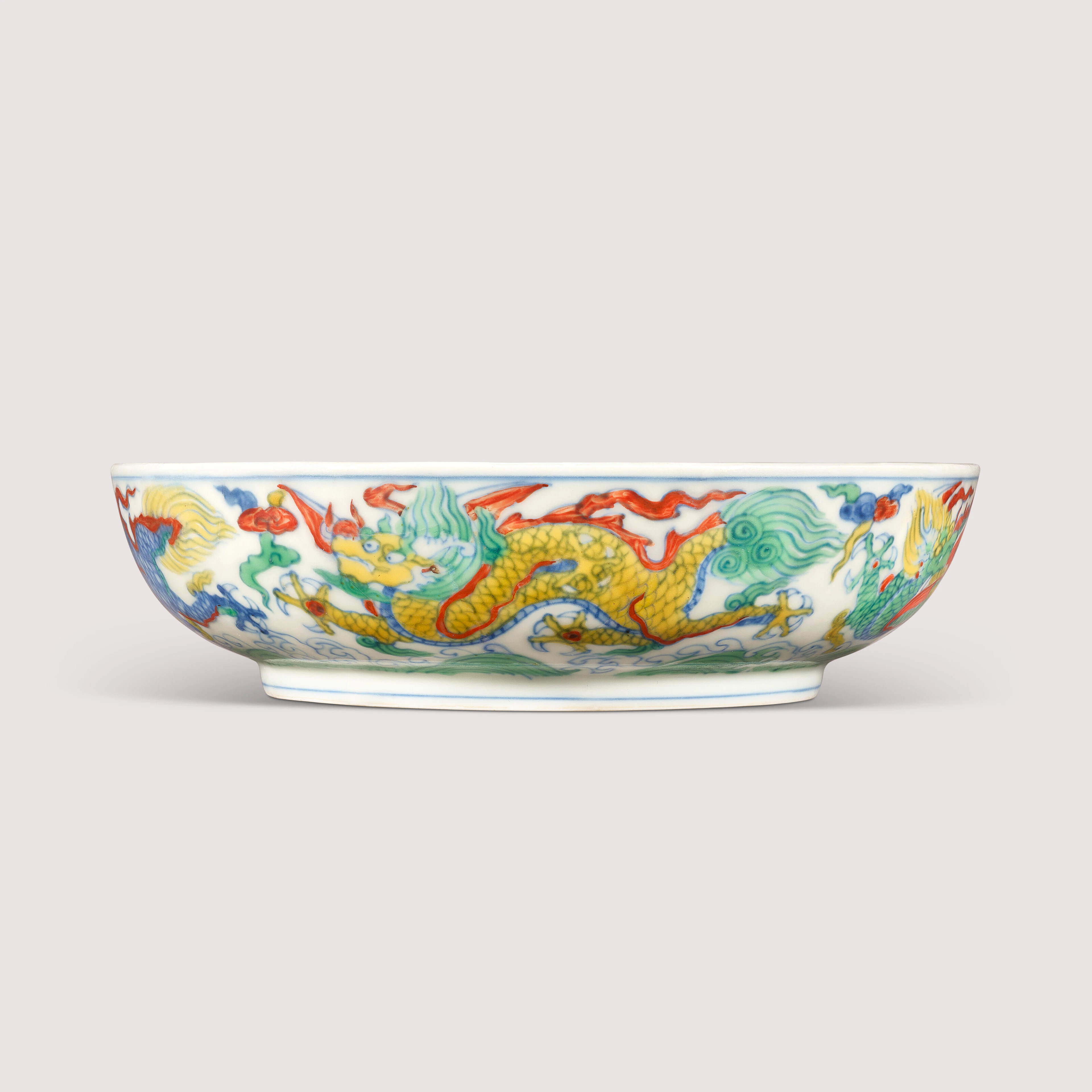 A Doucai ‘Dragon and Wave’ Dish