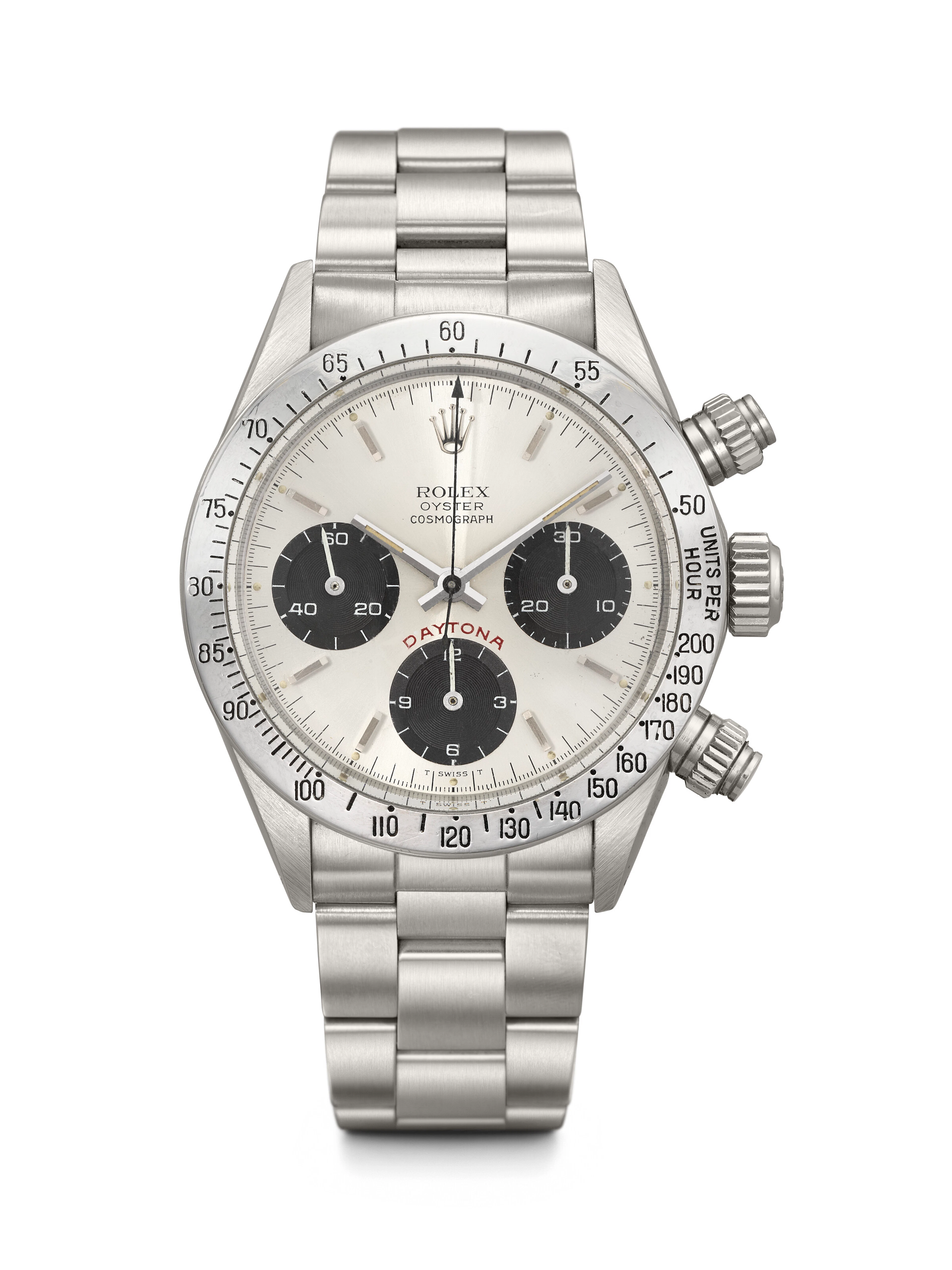 ROLEX. A RARE AND ICONIC STAINLESS STEEL CHRONOGRAPH WRISTWATCH WITH BRACELET