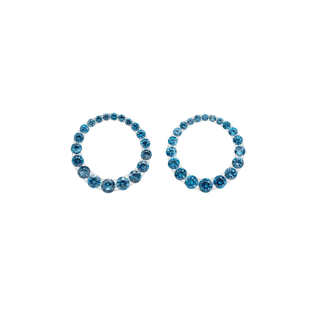 Pair of Topaz and Diamond Hoop Earrings