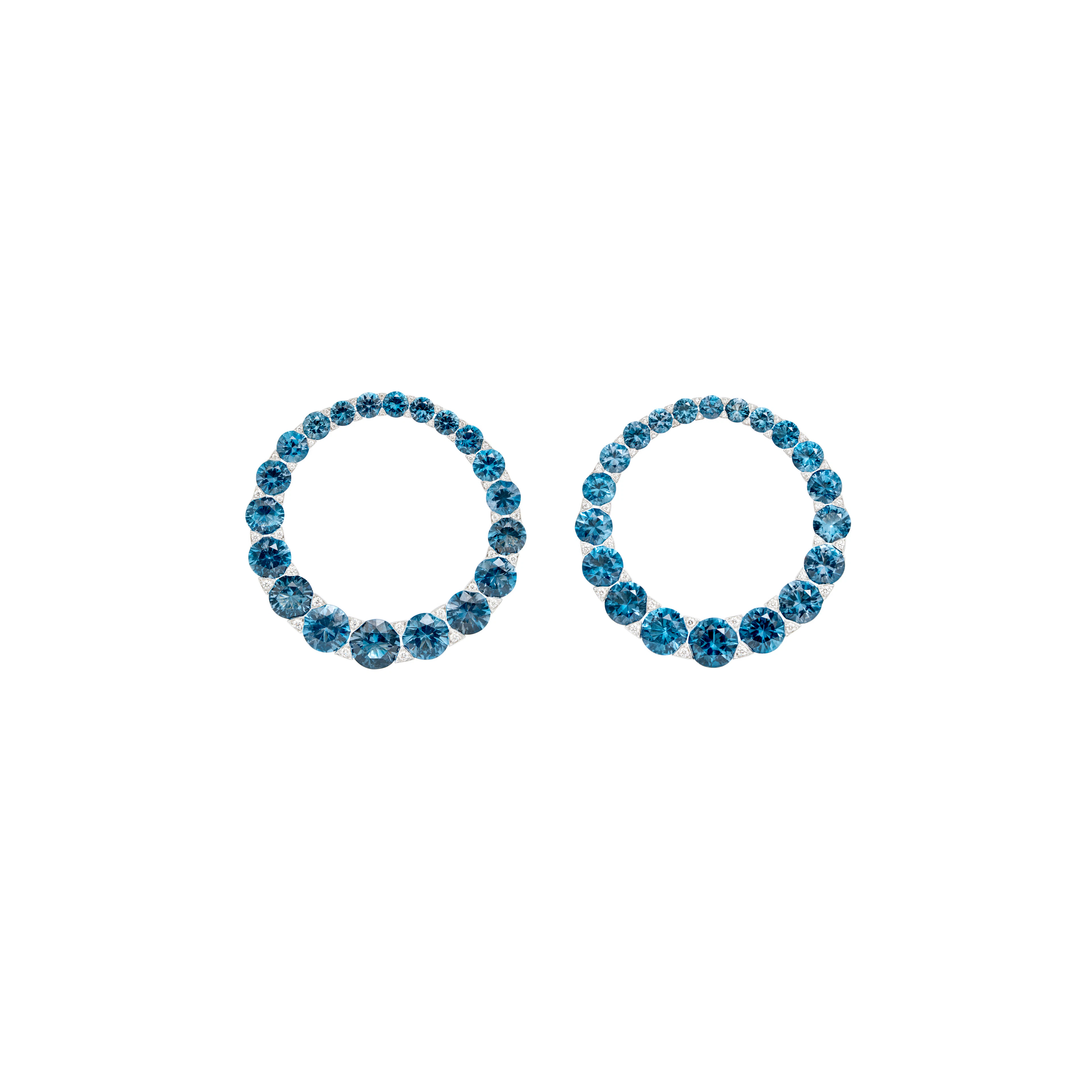 Pair of Topaz and Diamond Hoop Earrings