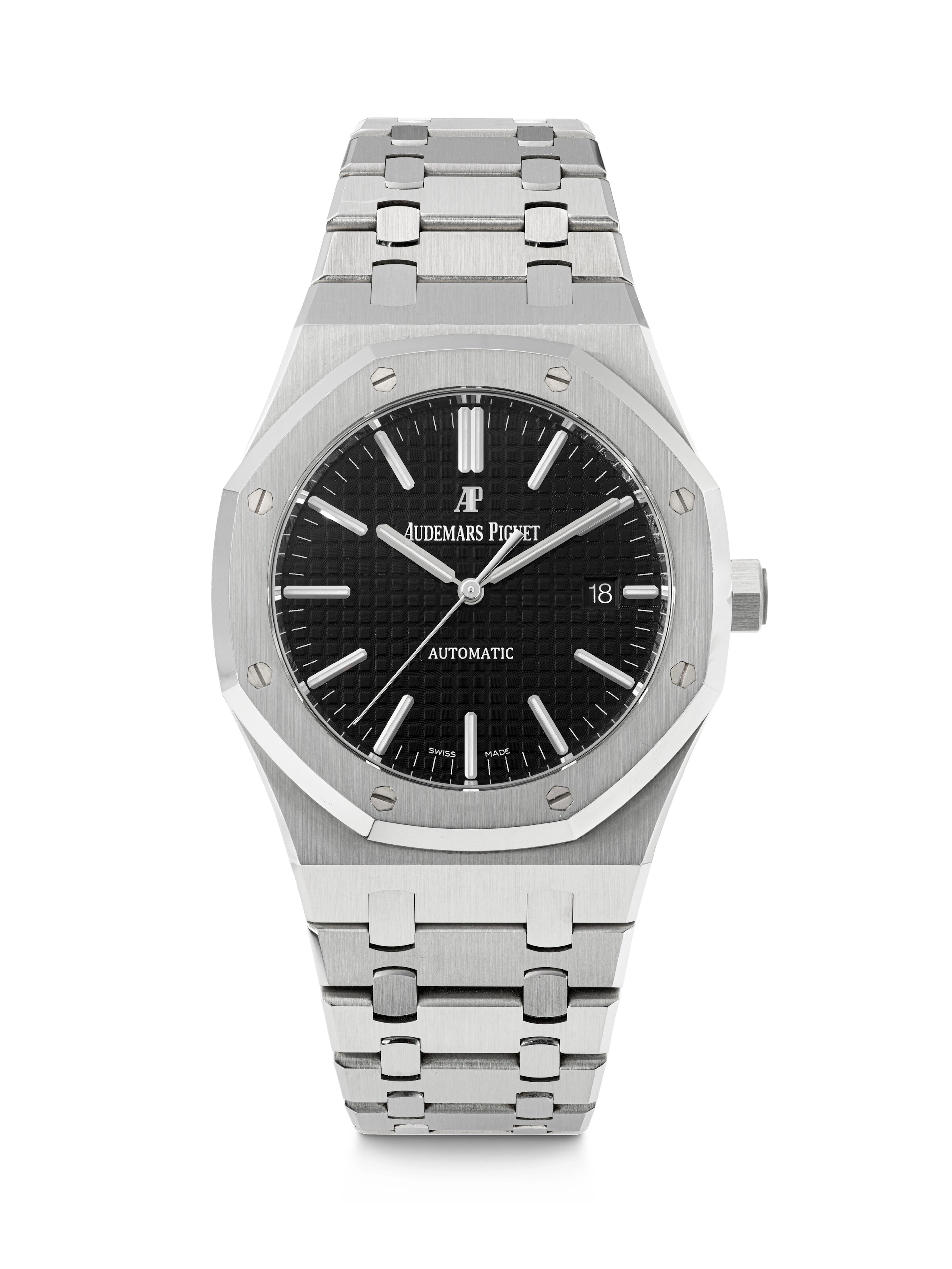 AUDEMARS PIGUET. A STAINLESS STEEL AUTOMATIC WRISTWATCH WITH SWEEP