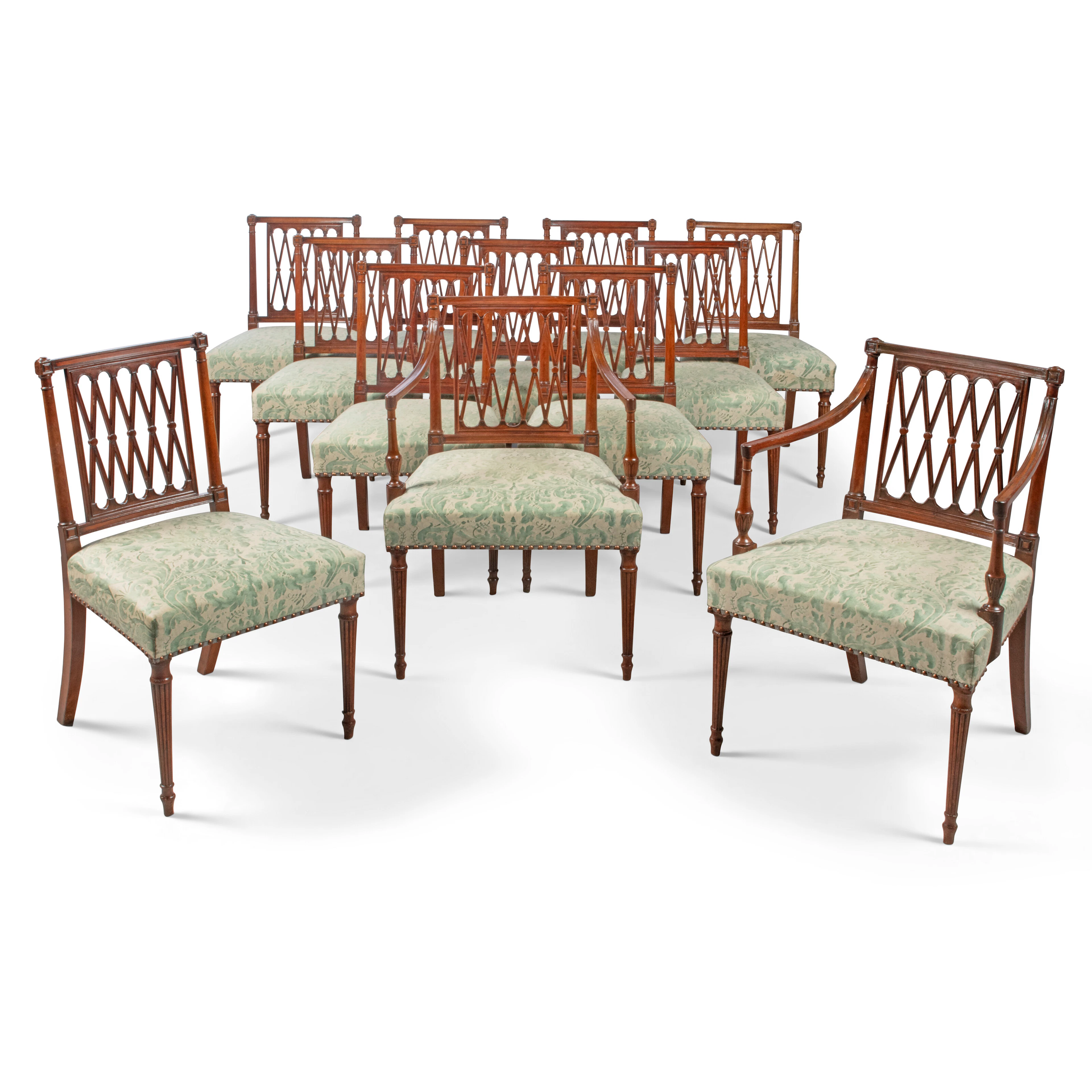 A Set of Twelve Mahogany Dining Chairs