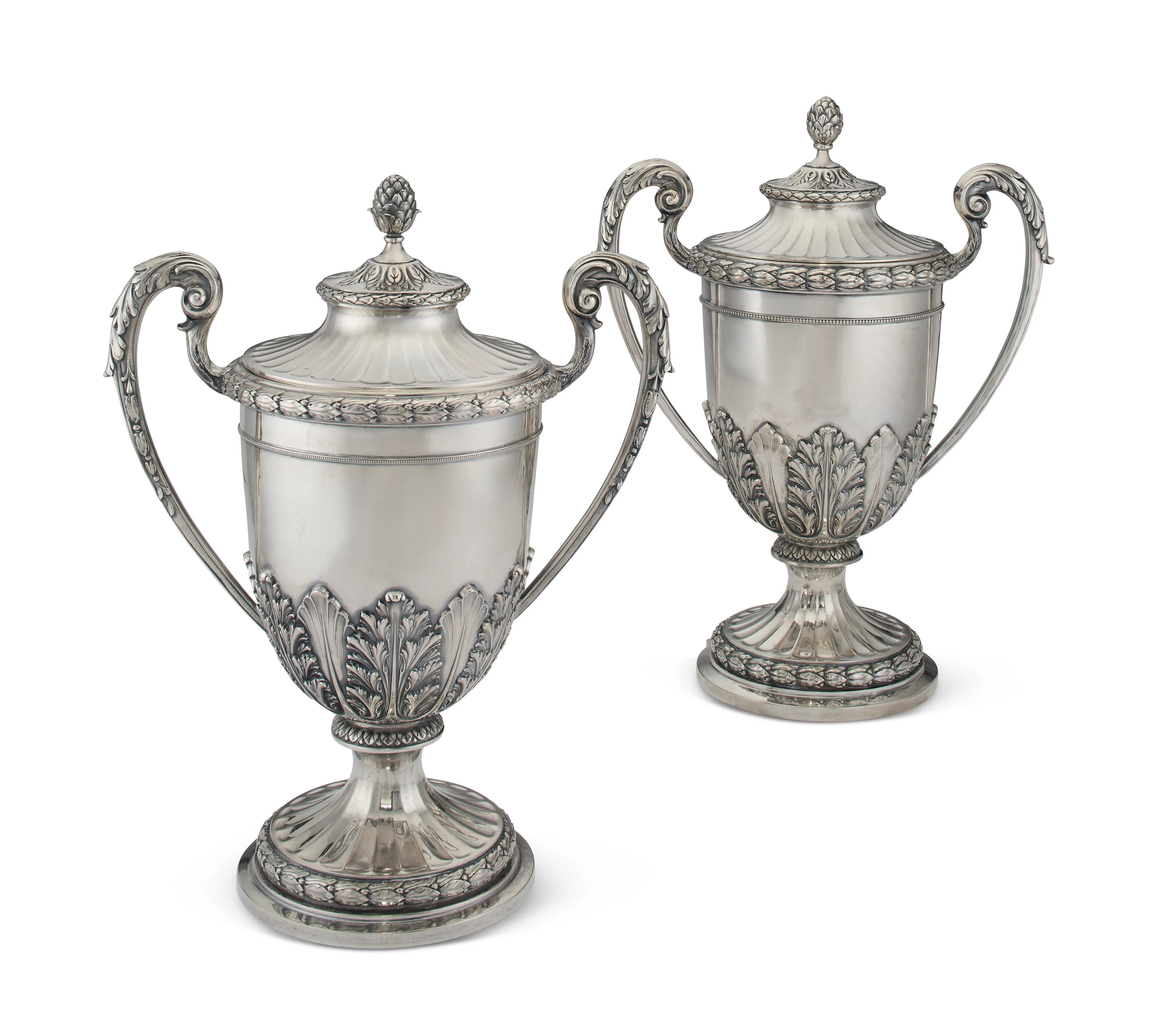 A Pair of German Silver Two-Handled Cups and Covers