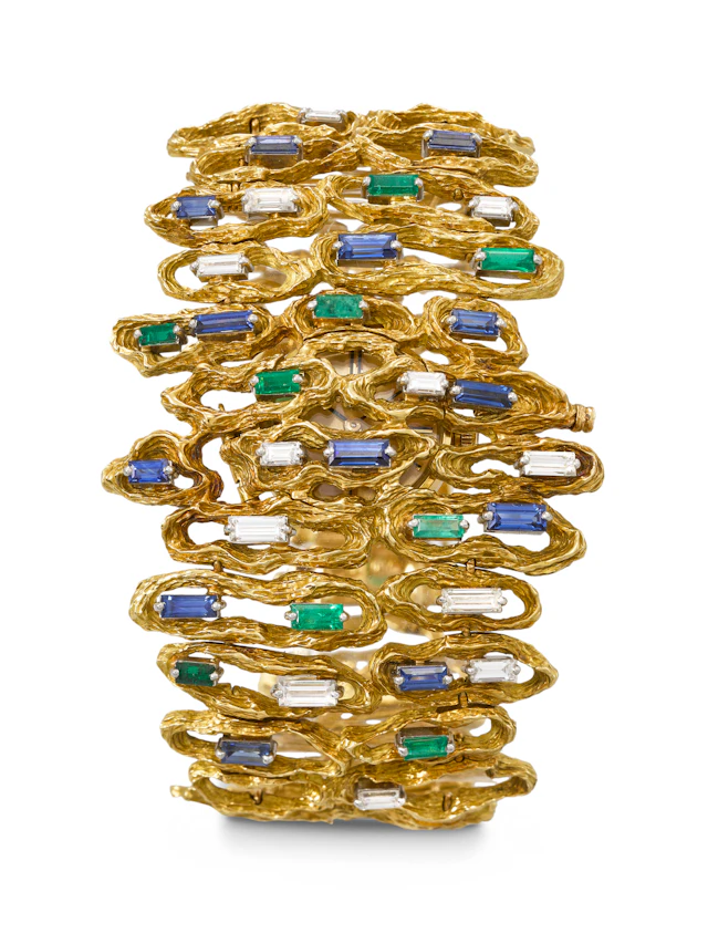 Omega. A Highly Unusual and Attractive 18K Gold, Diamond, Sapphire