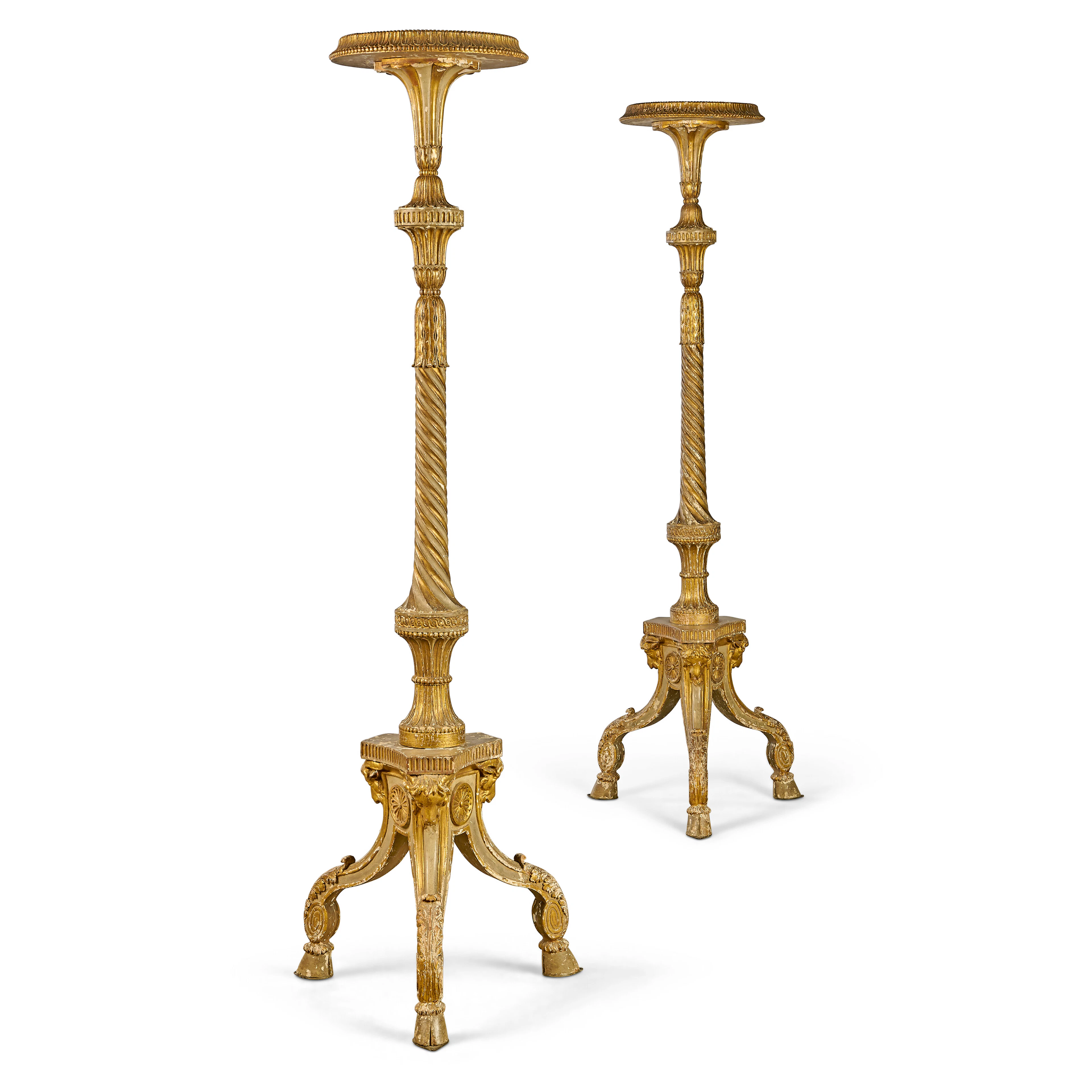 A Pair of George Iii Giltwood and Painted Torcheres