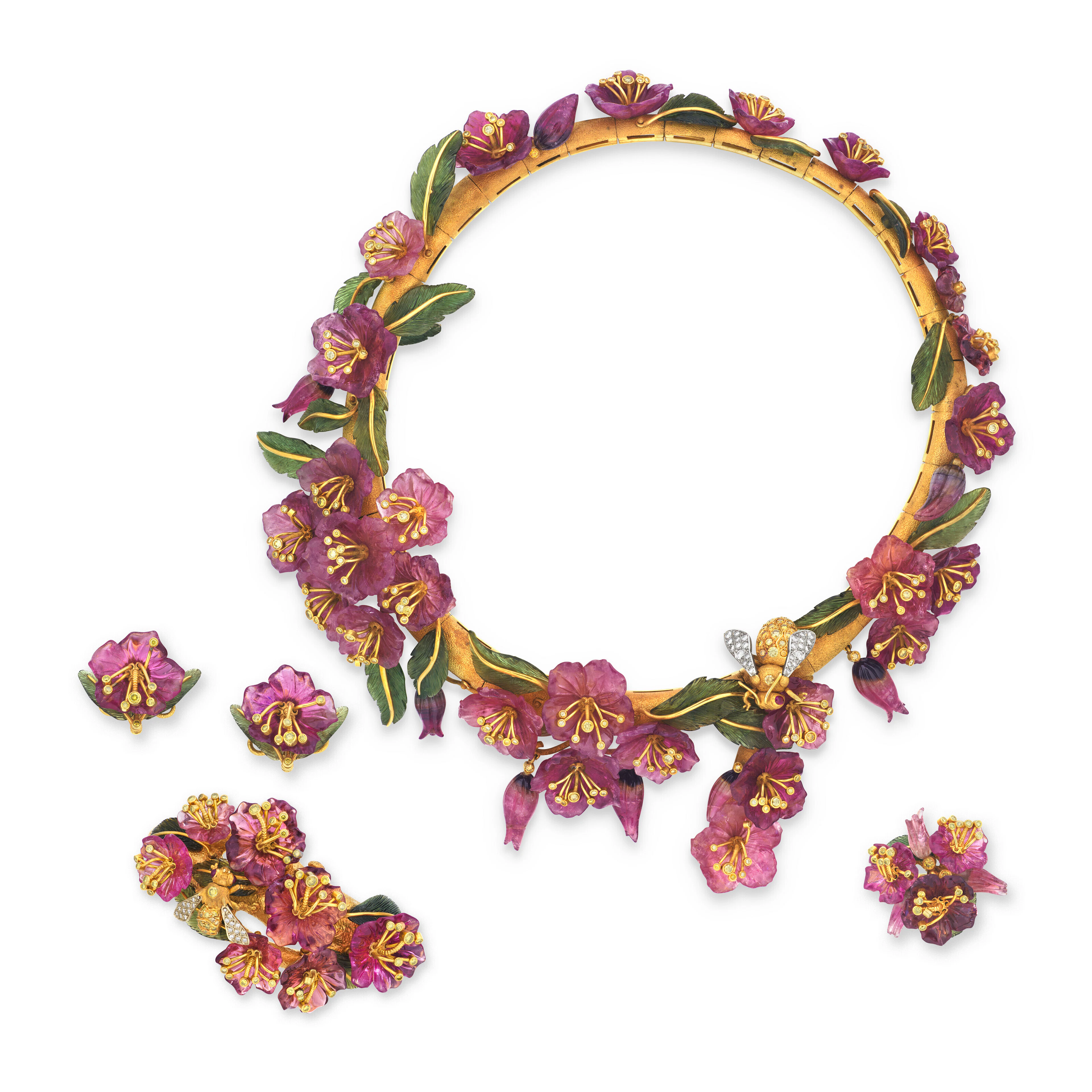 ZADORA SUITE OF MULTI-GEM 'RHODODENDRON' JEWELLERY