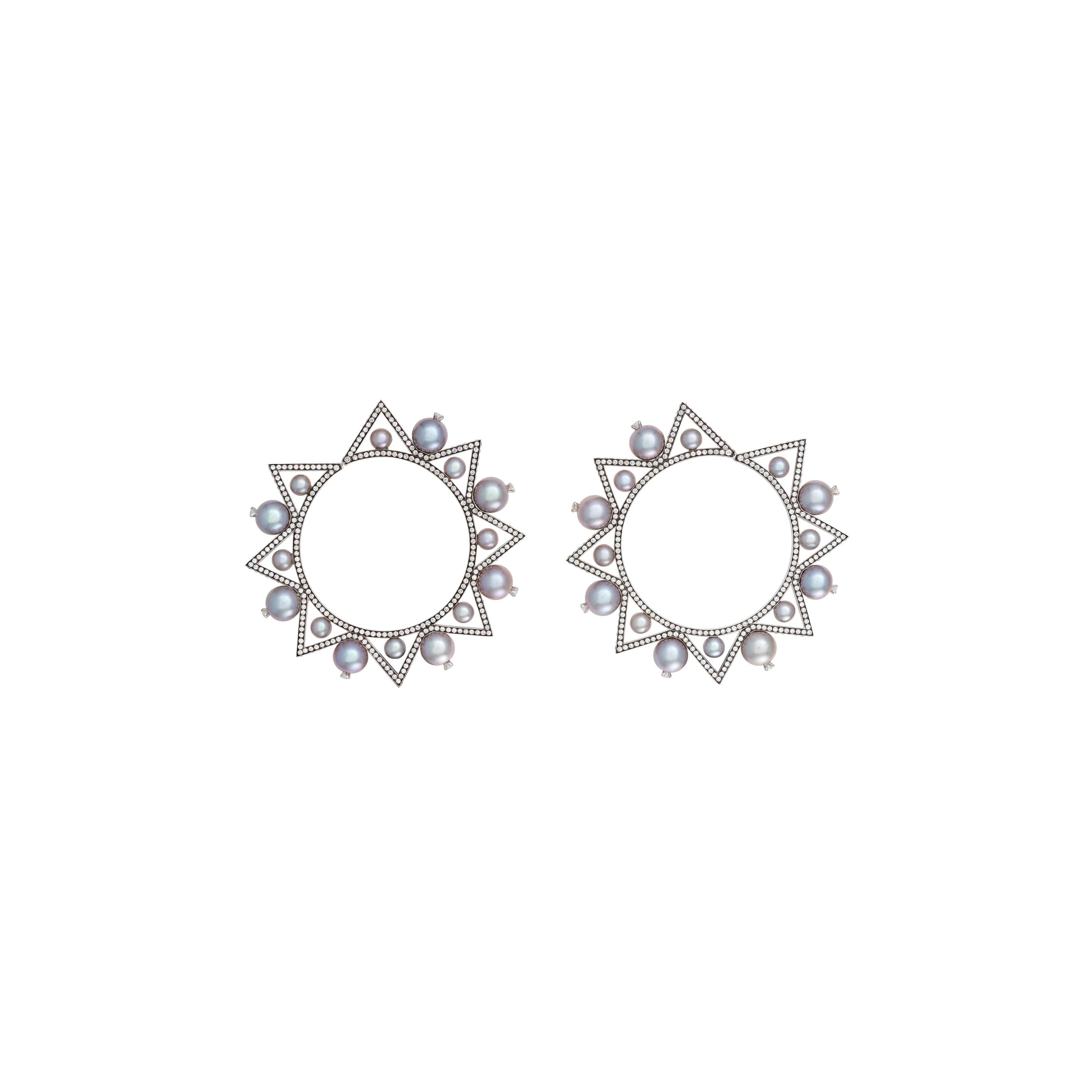 Nikos Koulis Pair of Coloured Cultured Pearl and Diamonds Earrings