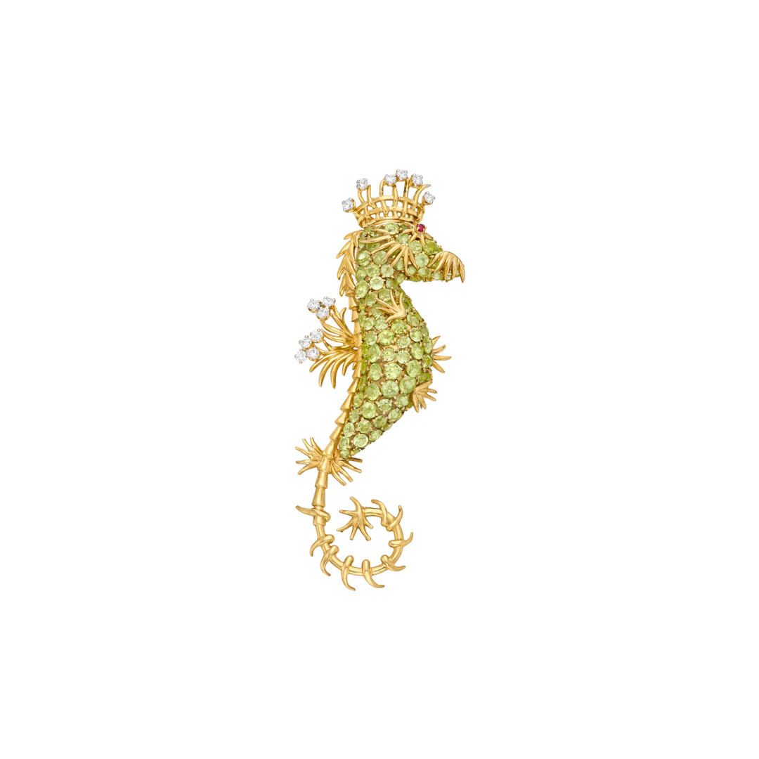 Tiffany & Co., Jean Schlumberger Peridot, Ruby and Diamond 'Seahorse' Brooch
