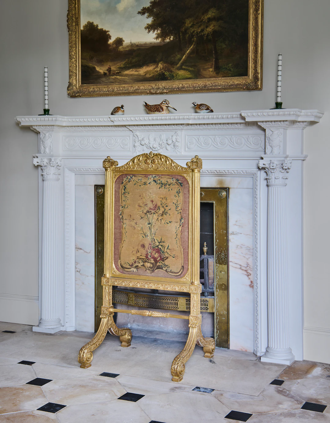 A Pair of Regency Giltwood Cheval Firescreens