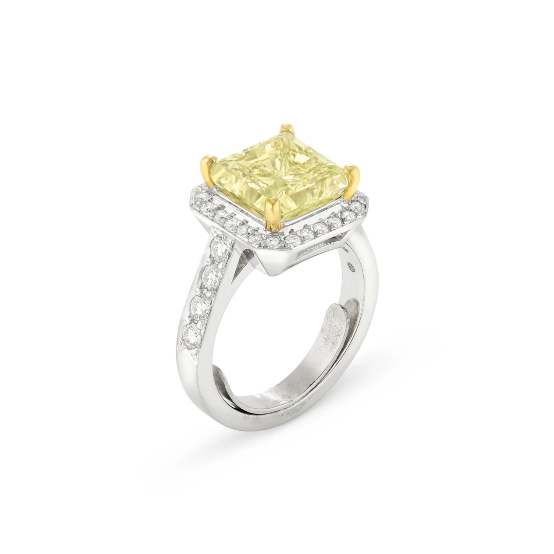 Colored Diamond and Diamond Ring