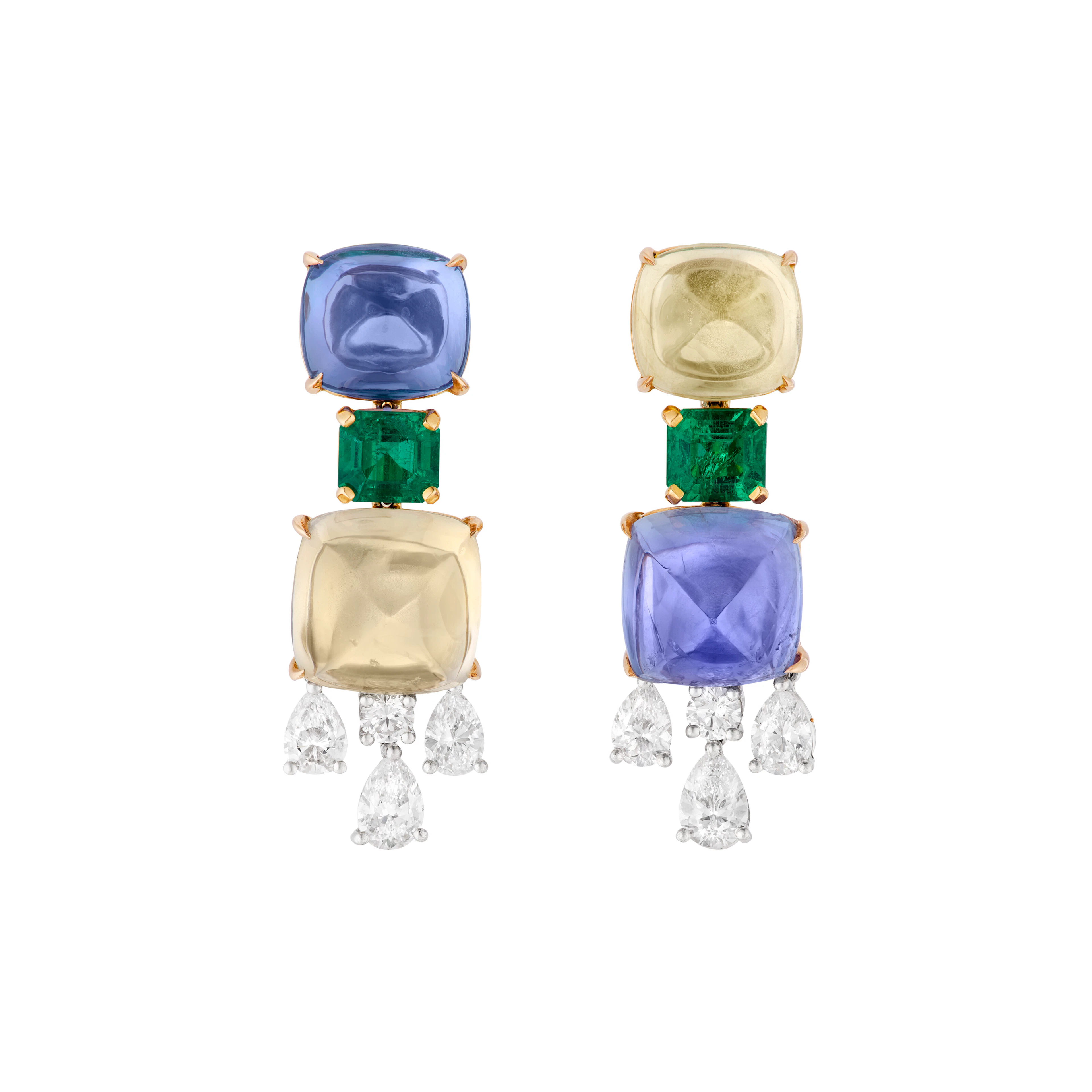 Multi-Gem and Diamond Earrings
