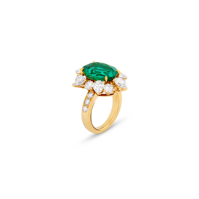 Fred Emerald and Diamond Ring