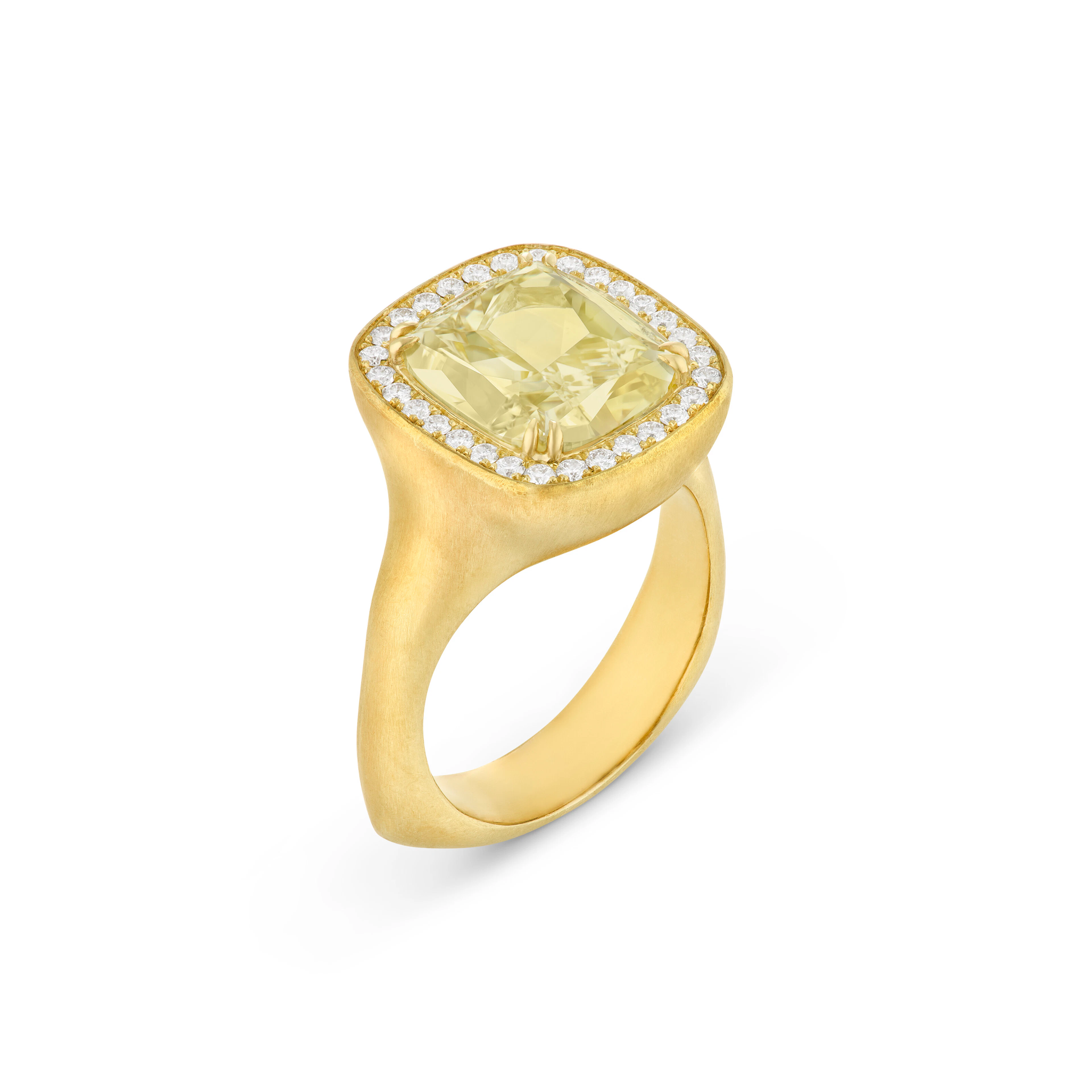 Colored Diamond and Diamond Ring
