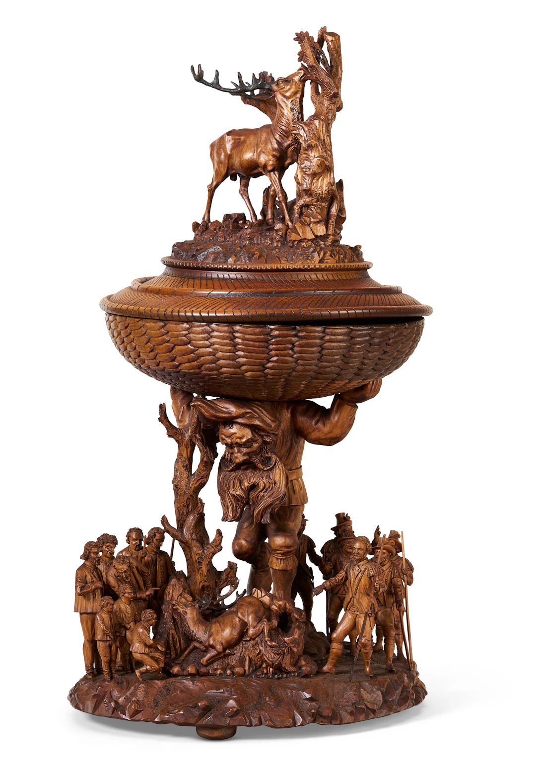 A German Carved Walnut Hunting Cup and Cover