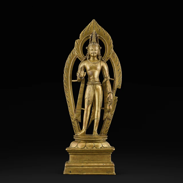 A Brass Figure of Maitreya