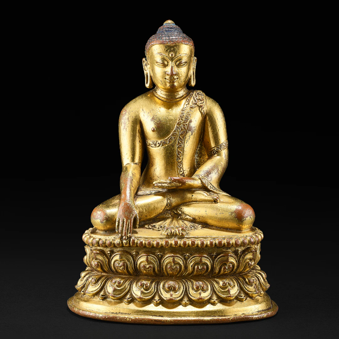 A Gilt Copper Alloy Figure of Shakyamuni Buddha