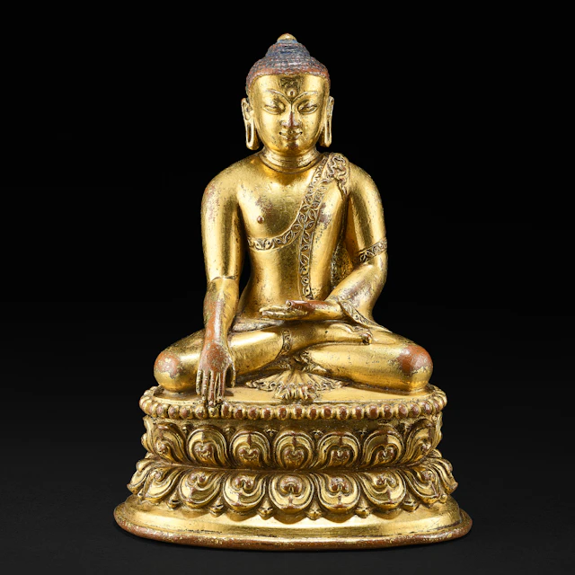 A Gilt Copper Alloy Figure of Shakyamuni Buddha