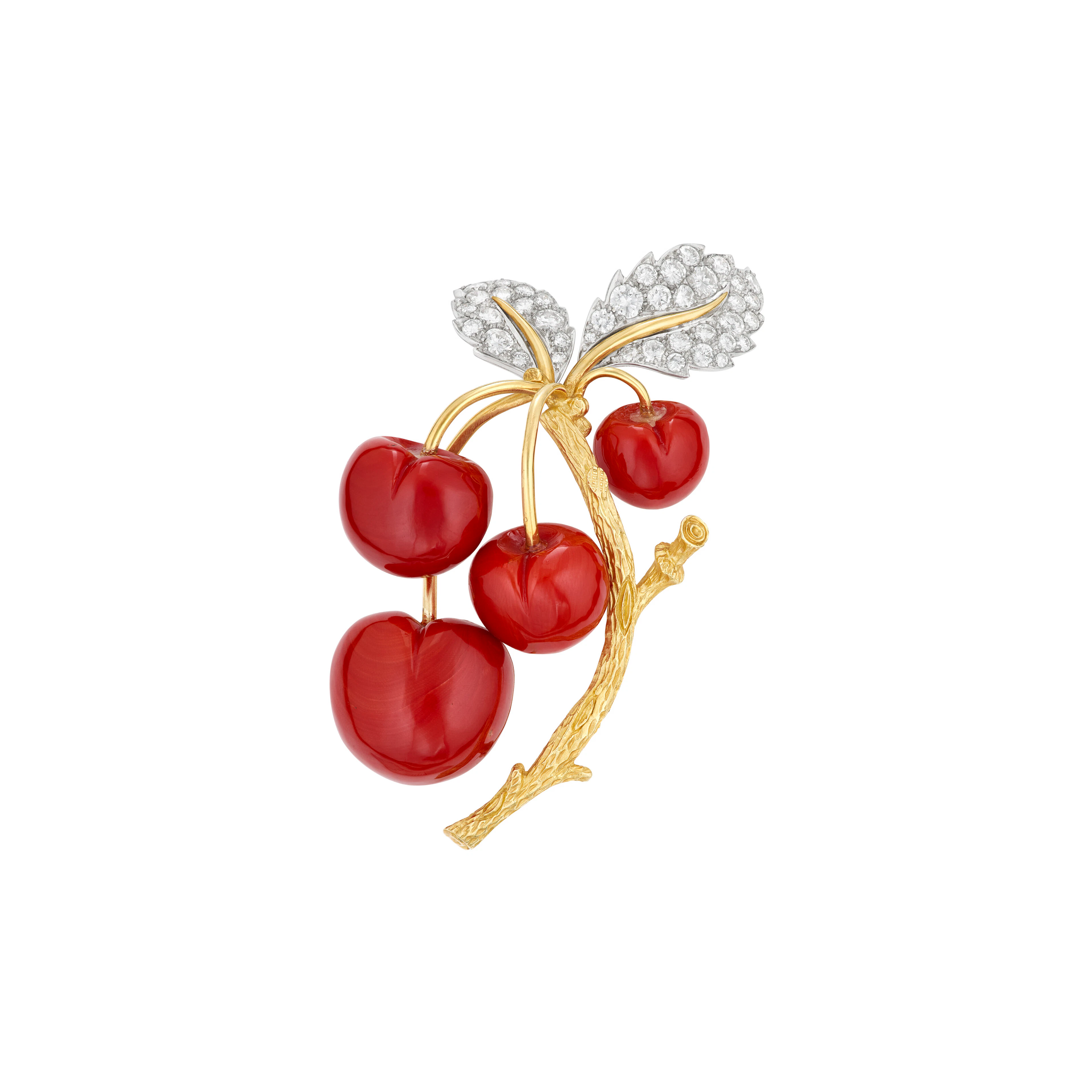 Tiffany & Co. Agate and Diamond Cherry Brooch