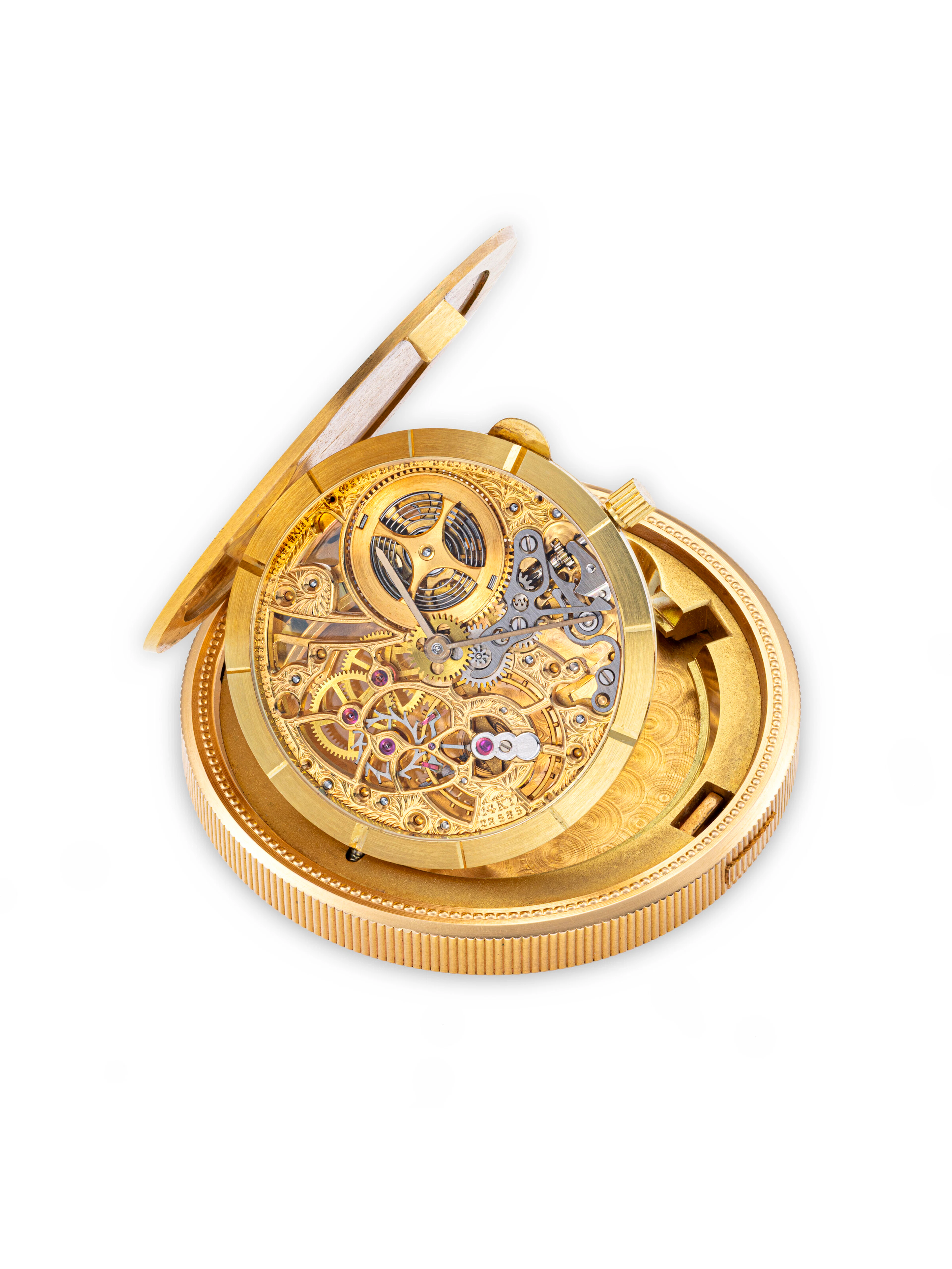AUDEMARS PIGUET. A RARE 18K GOLD TWENTY DOLLARS COIN WATCH WITH SKELETONISED