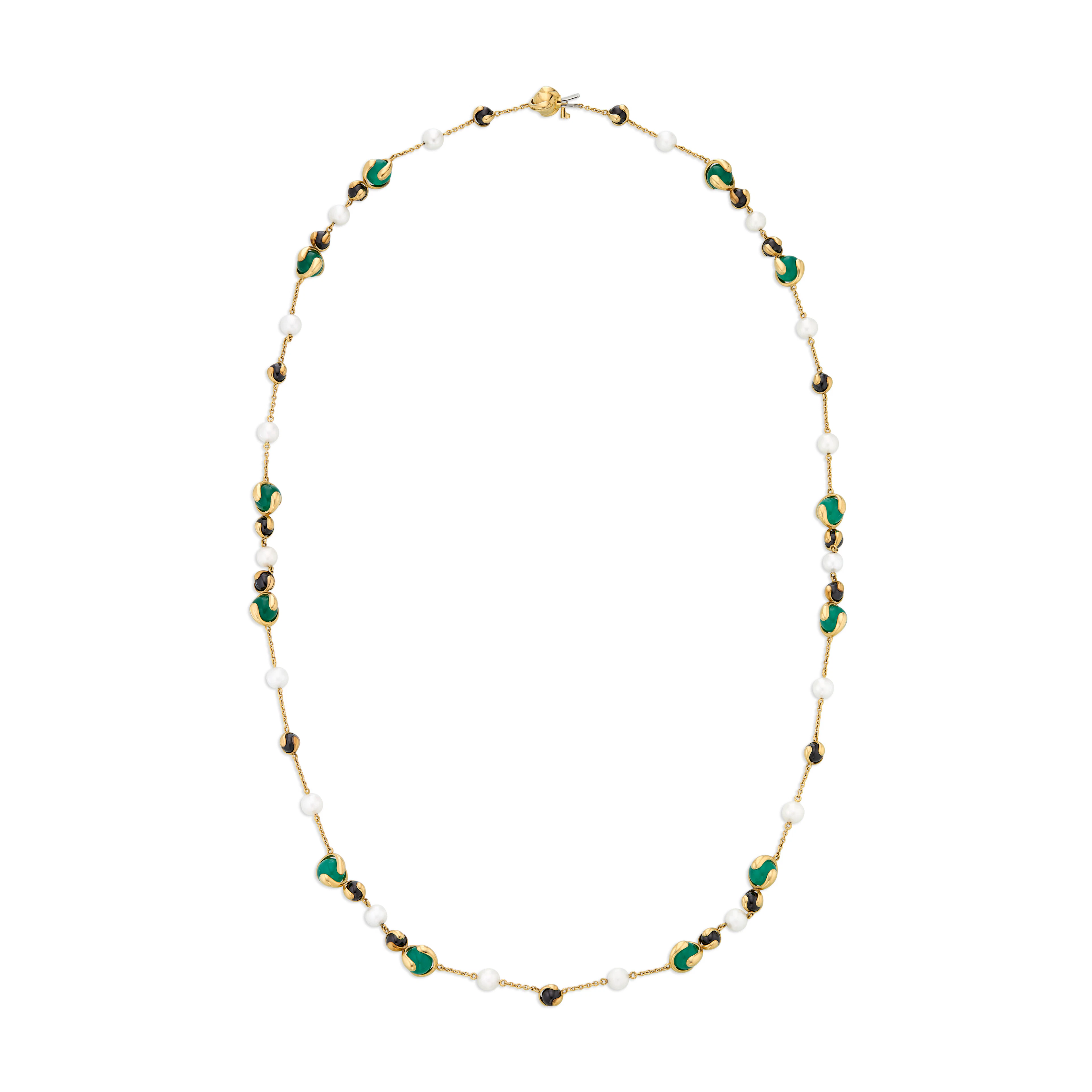 Marina B Chrysoprase, Onyx and Cultured Pearl 'Cardan' Longchain Necklace