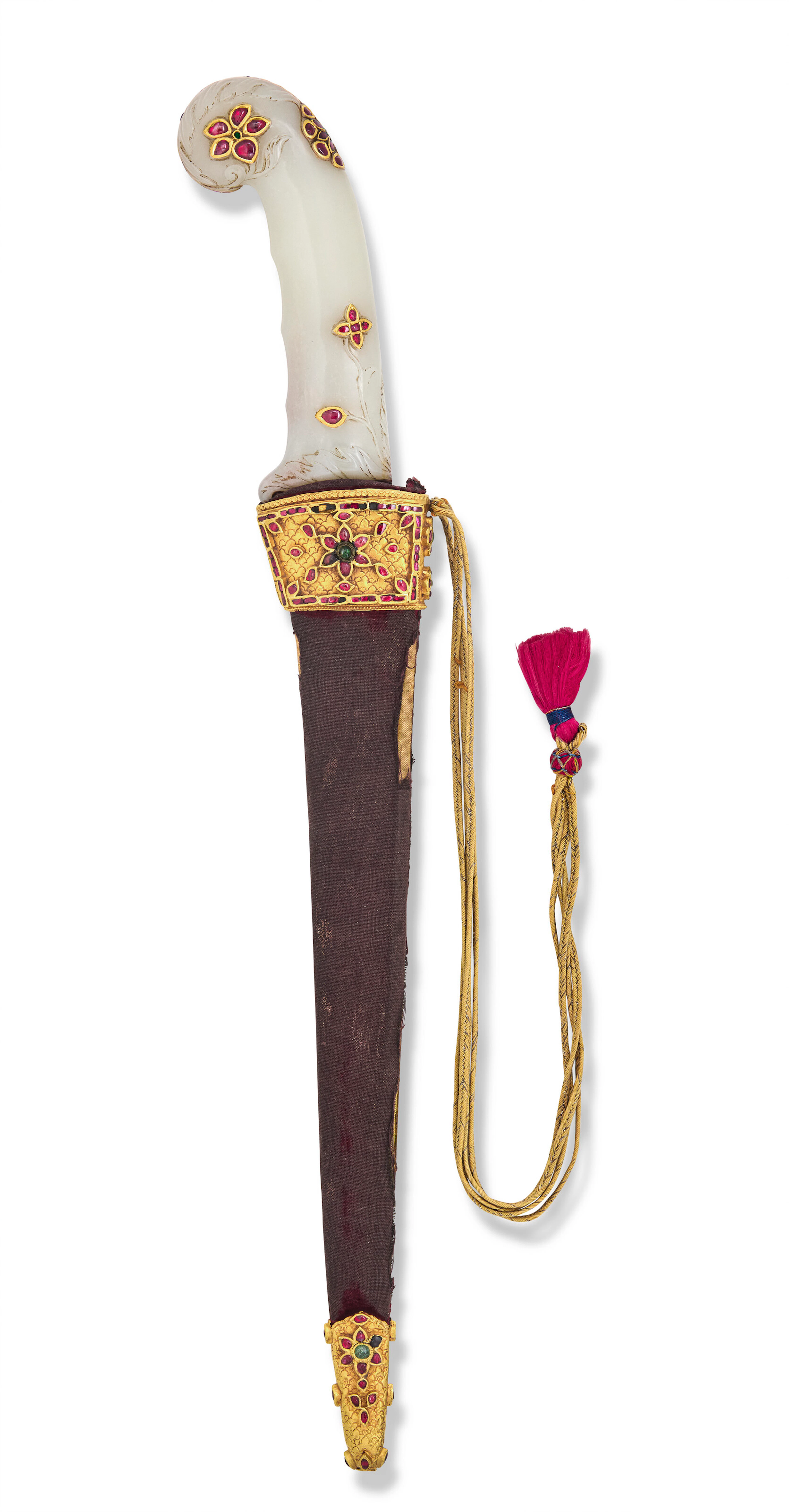 A Fine Watered Steel Dagger ( Peshkabz ) with Jade ‘Pistol-Grip’ Hilt