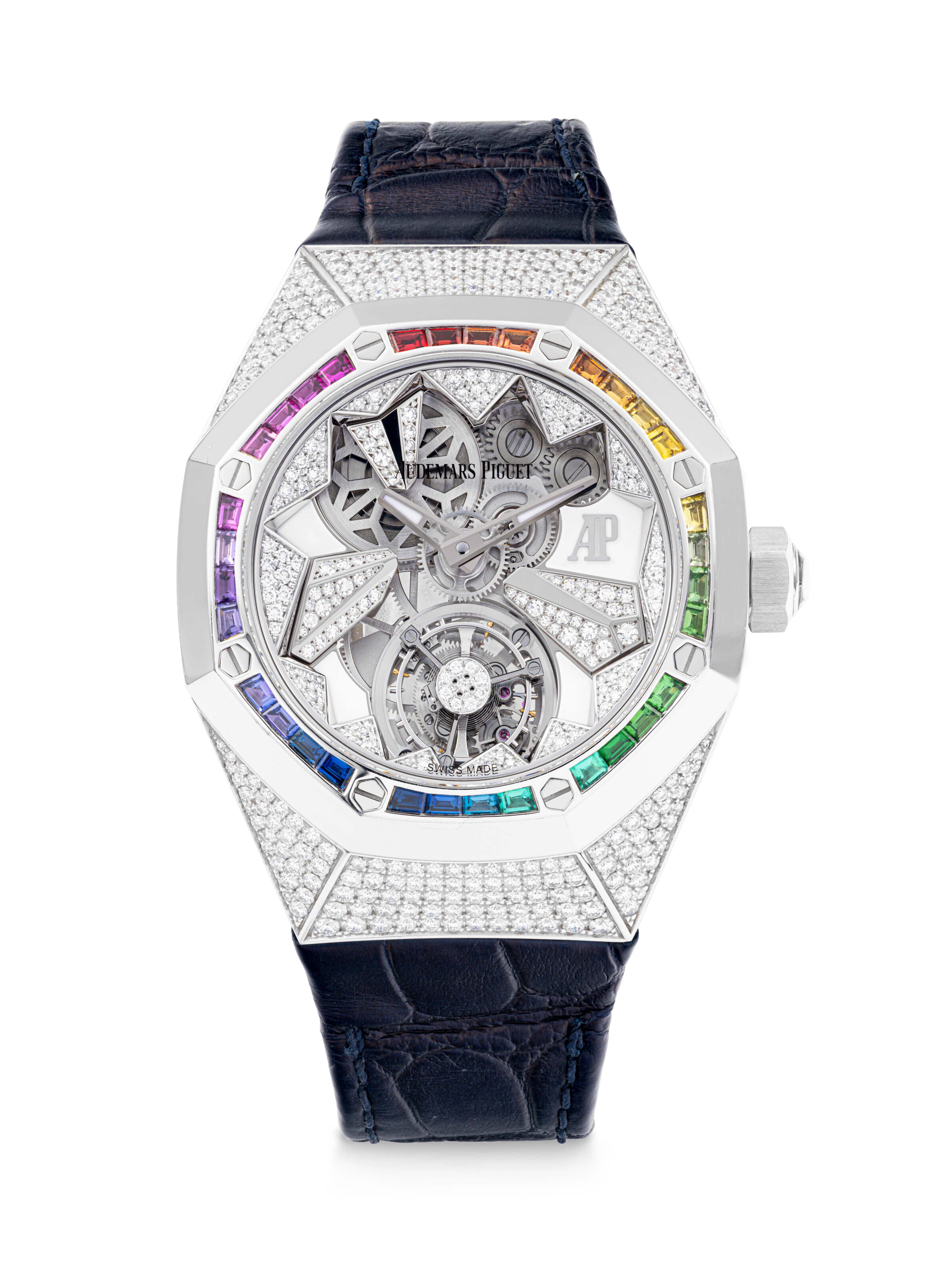 AUDEMARS PIGUET. A RARE AND BEAUTIFUL 18K WHITE GOLD, DIAMOND AND
