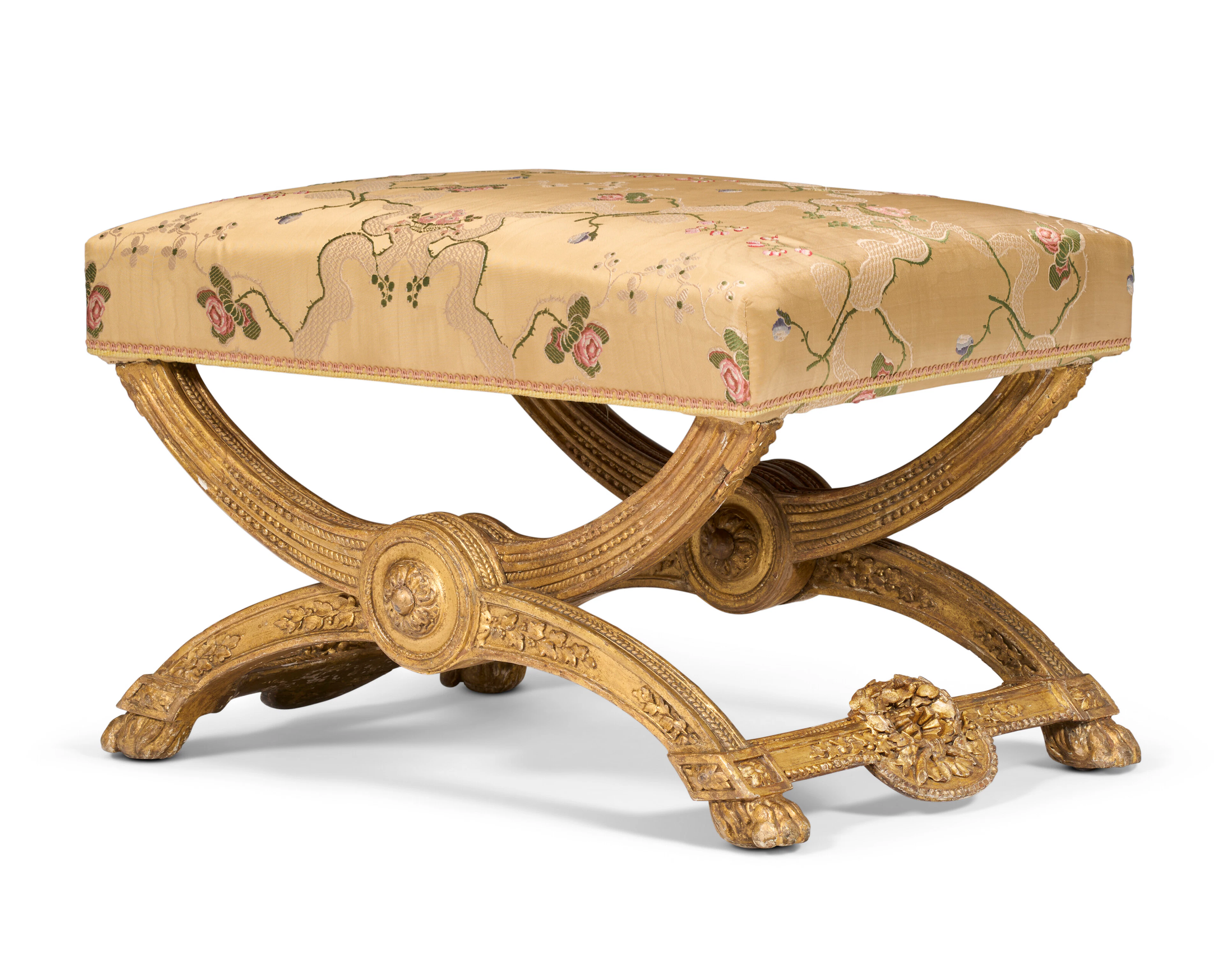 A ROYAL LOUIS XVI GILTWOOD PLIANT